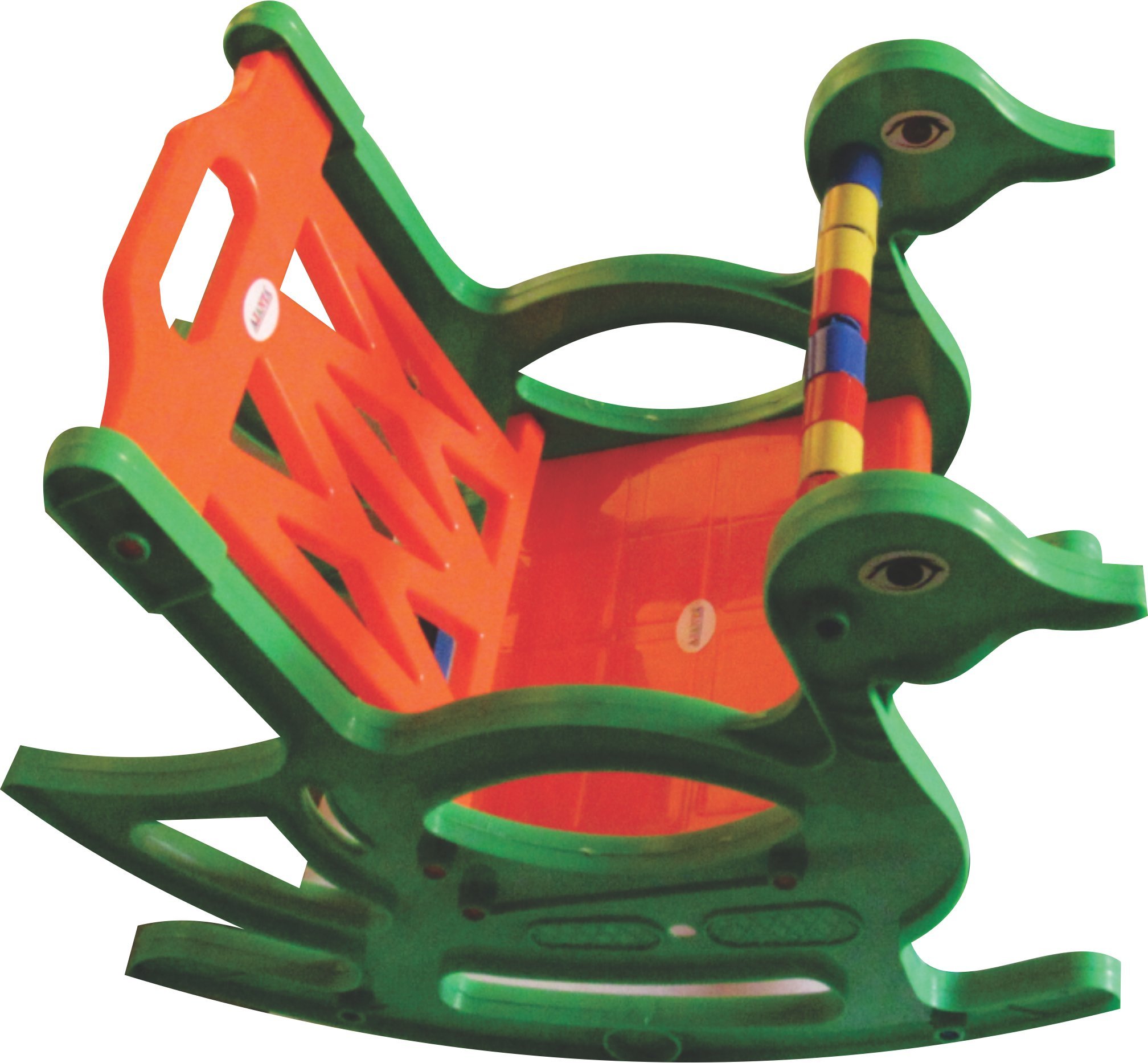 Pihu Enterprises Plastic Baby Rocking Chair with Safety Bar and Arm Rest- Suitable for Age up to 3 Years (Orange and Green)-image-25