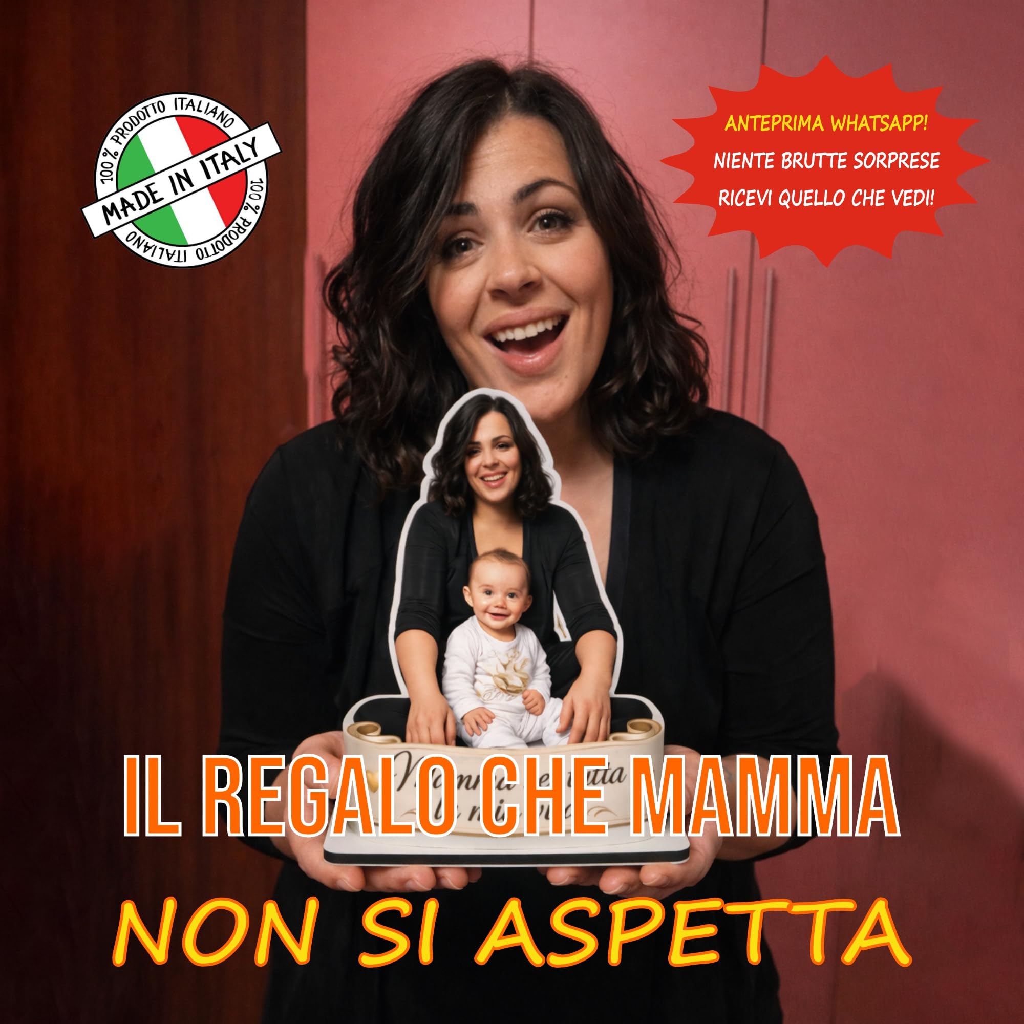Vestipassioni Statuina Personalizzata con Foto in MDF 6 mm Alta 30 cm – Idea Regalo Festa della Mamma – Riproduzione Realistica – Made in Italy Anteprima WhatsApp