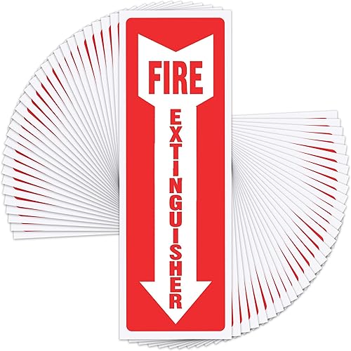 Miniatura 15 de Letreros de extintor de incendios, calcomanías de señal de seguridad, paquete de 12 unidades, 4 x 12 pulgadas, vinilo de 0.197 in, colores rojo
