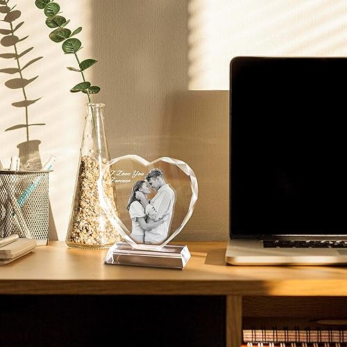 Miniatura 6 de Marco de fotos de cristal, regalos conmemorativos para novio, imagen grabada con láser en cristal, regalos de cumpleaños personalizados para