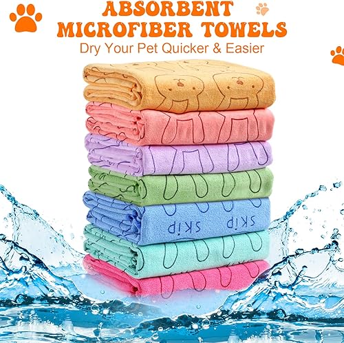 Miniatura 2 de Peryiter 8 toallas de secado para perros a granel de 55 x 28 pulgadas, toallas de baño absorbentes de microfibra para perros, toallas de baño de