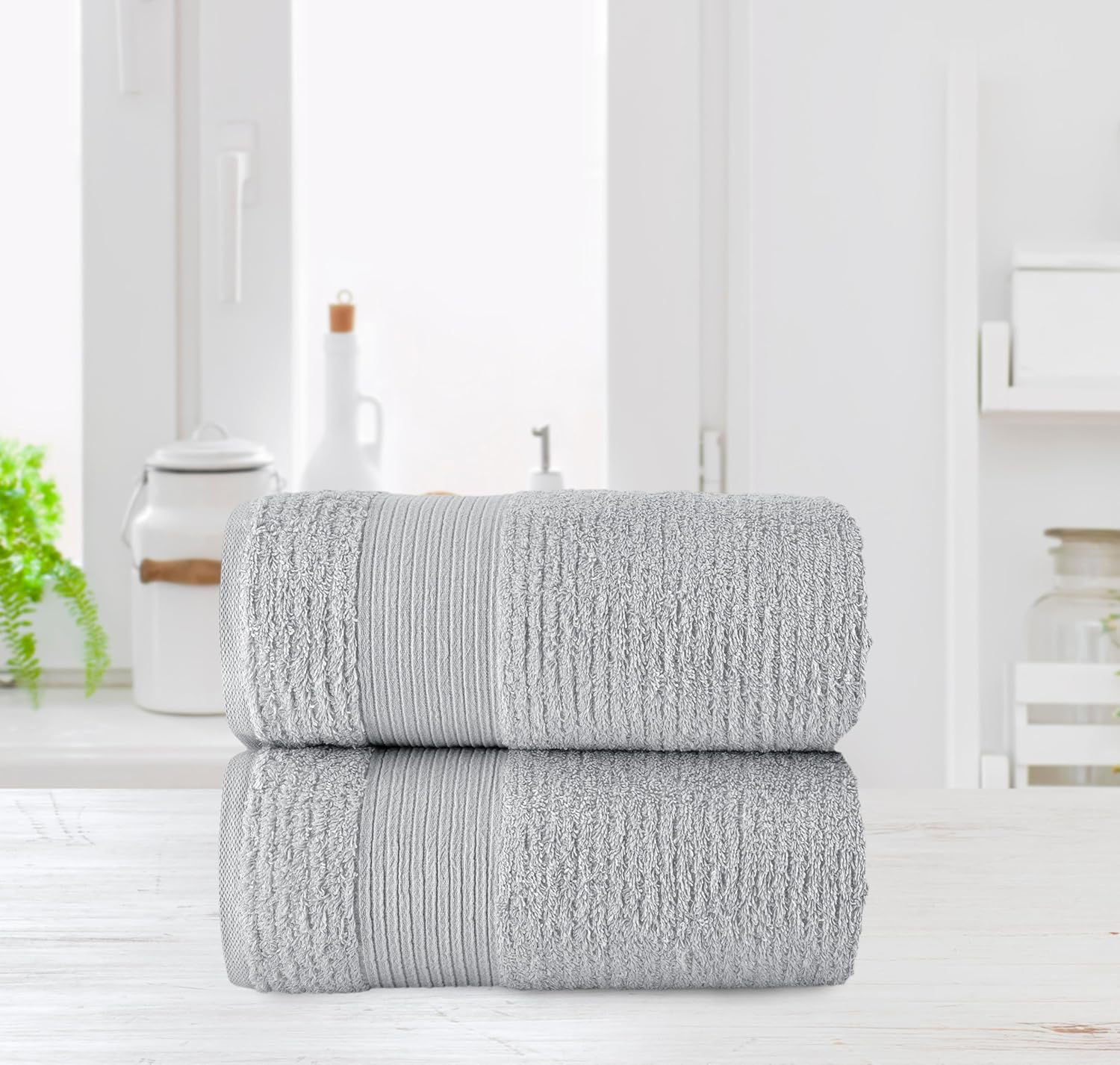 Chic Home Luxurious 2-Piece 100% Pure Turkish Cotton Bath Sheet Towels, 34"x68", Ultra-Soft, Highly Absorbent, Jacquard Weave Design, Hypoallergenic, Long-Lasting, Oeko-TEX Certified Set, Grey