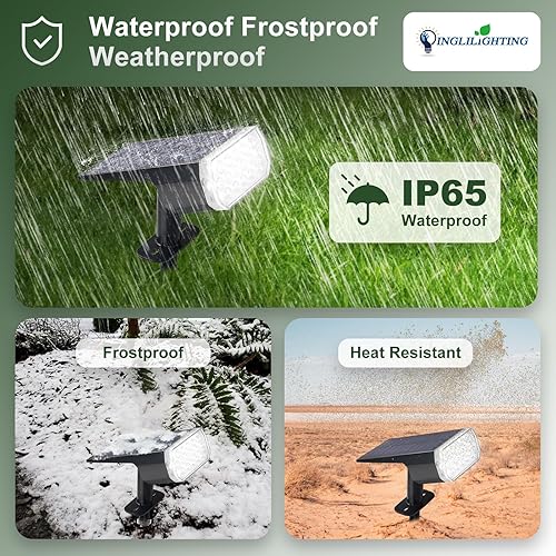 Miniatura 6 de DINGLILIGHTING Luces solares impermeables para exteriores IP65 LED Spot Light Decoraciones para jardín - 3 modos de iluminación alimentados por