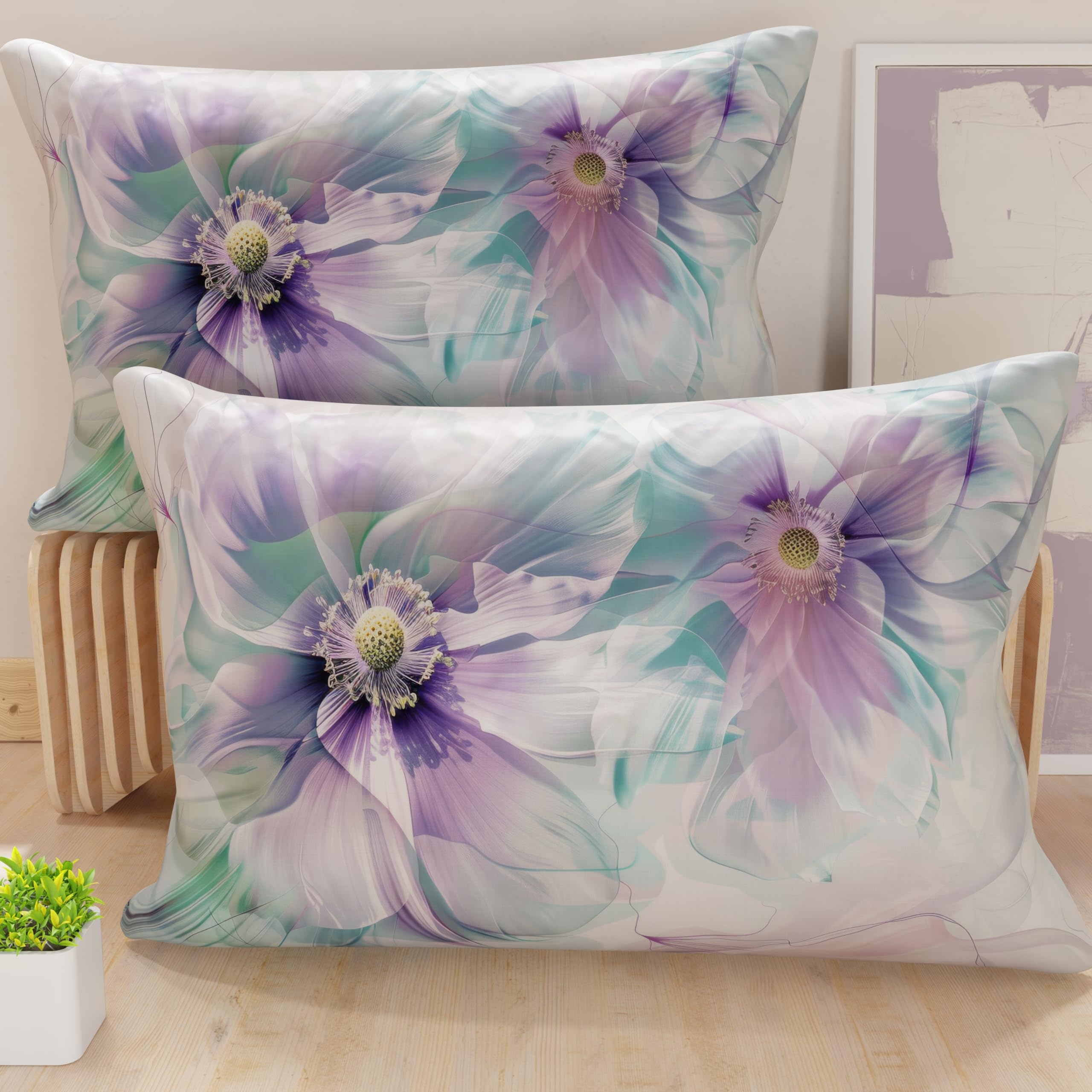 PETTI Artigiani Italiani - Coppia di Federe Cuscino 40x145 cm in Microfibra, Cuscini Arredo Camera da Letto, Divano, Salotto, Set 2 Fodere Copricuscino, Federa Floreale 159, 100% Made in Italy