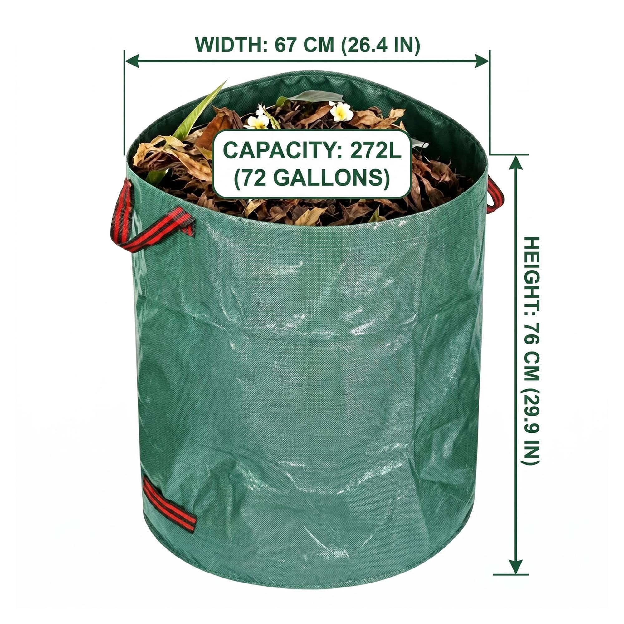 Sacchetti riutilizzabili for foglie da giardino, sacchi pieghevoli for rifiuti da giardino, 72 galloni