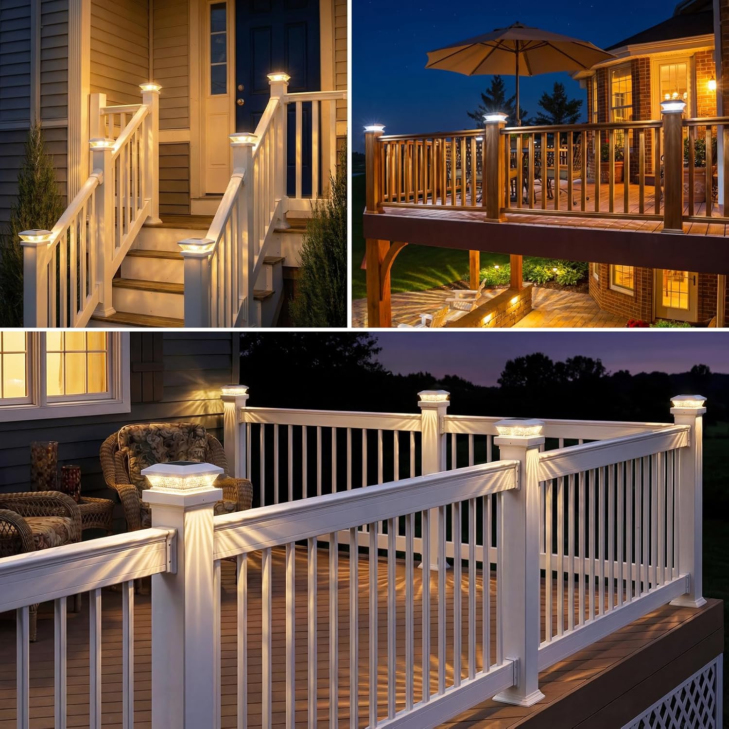 Mlambert 4x4 Solar Post Cap Lights Outdoor 12 Pack, Waterproof Solar Fence Light for Wooden/Vinyl Post, 2 Color Outside Deck Patio Porch Decor, White