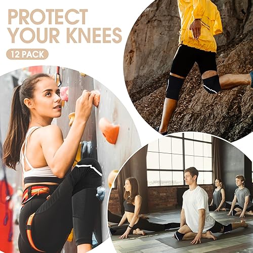 Miniatura 10 de Lenwen 12 pares de rodilleras de voleibol para bailarines, rodilleras transpirables para hombres, mujeres y niños, rodilleras negras para voleibol,