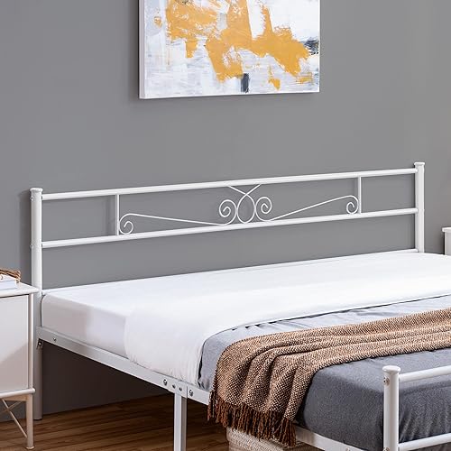 Miniatura 55 de Yaheetech - Base de cama, plataforma clásica de metal con cabecera y estribo - base de colchón con diseño floral para adultos, niñas, niños - Negro