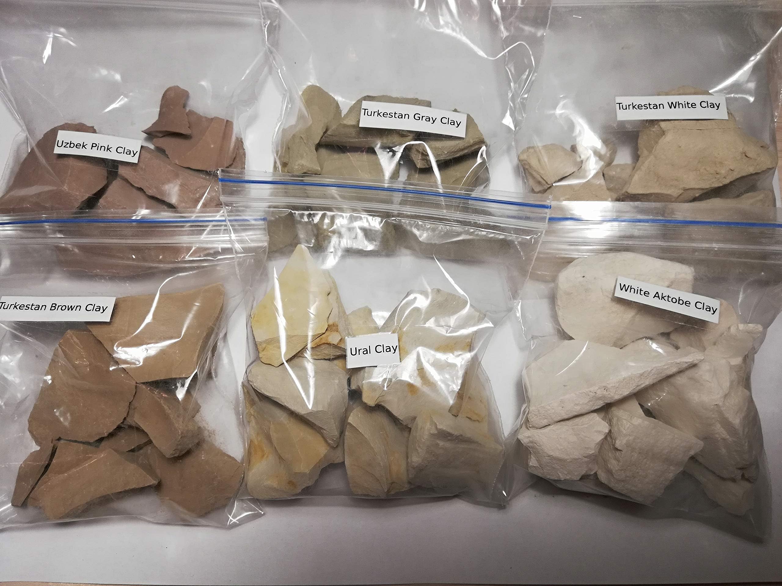 Edible Clay, Turkestan White, Gray, Brown, White Aktobe, Ural Yellow, Uzbek Pink