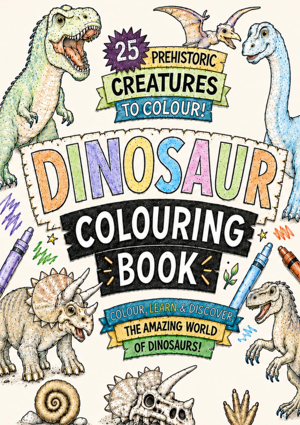 Dinosaur Colouring Book: Colour, Learn and Discover