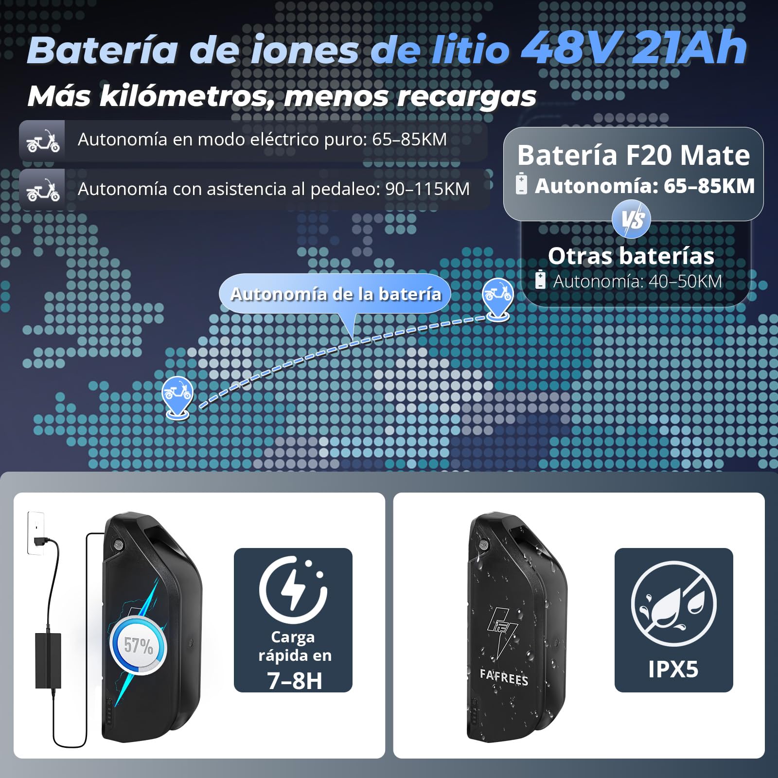 Fafrees F20 Mate Triciclo Elettrico per Adulti Batteria 48V 21Ah 20 Pollici Omologato Bicicletta Elettrica Pieghevole 180kg, Pieghevole A 3 Ruote 65N.m, Freni a Disco Idraulici