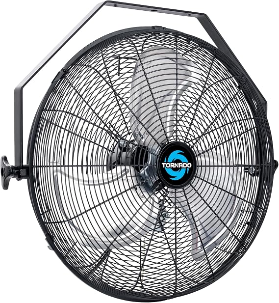 Tornado 18 High Velocity Industrial Wall Fan with TEAO Enclosed Motor 4000 CFM, 3 Speed Settings, 6.5 FT Cord Ideal for Industrial, Commercial, and Residential Use UL Safety Listed