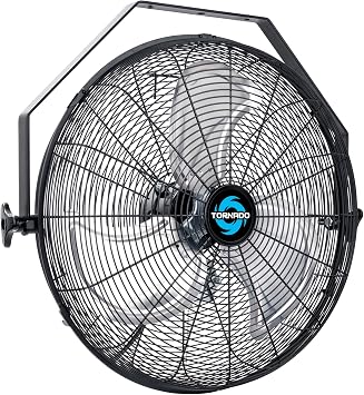 Tornado 18 High Velocity Industrial Wall Fan with TEAO Enclosed Motor 4000 CFM, 3 Speed Settings, 6.5 FT Cord Ideal for Industrial, Commercial, and Residential Use UL Safety Listed