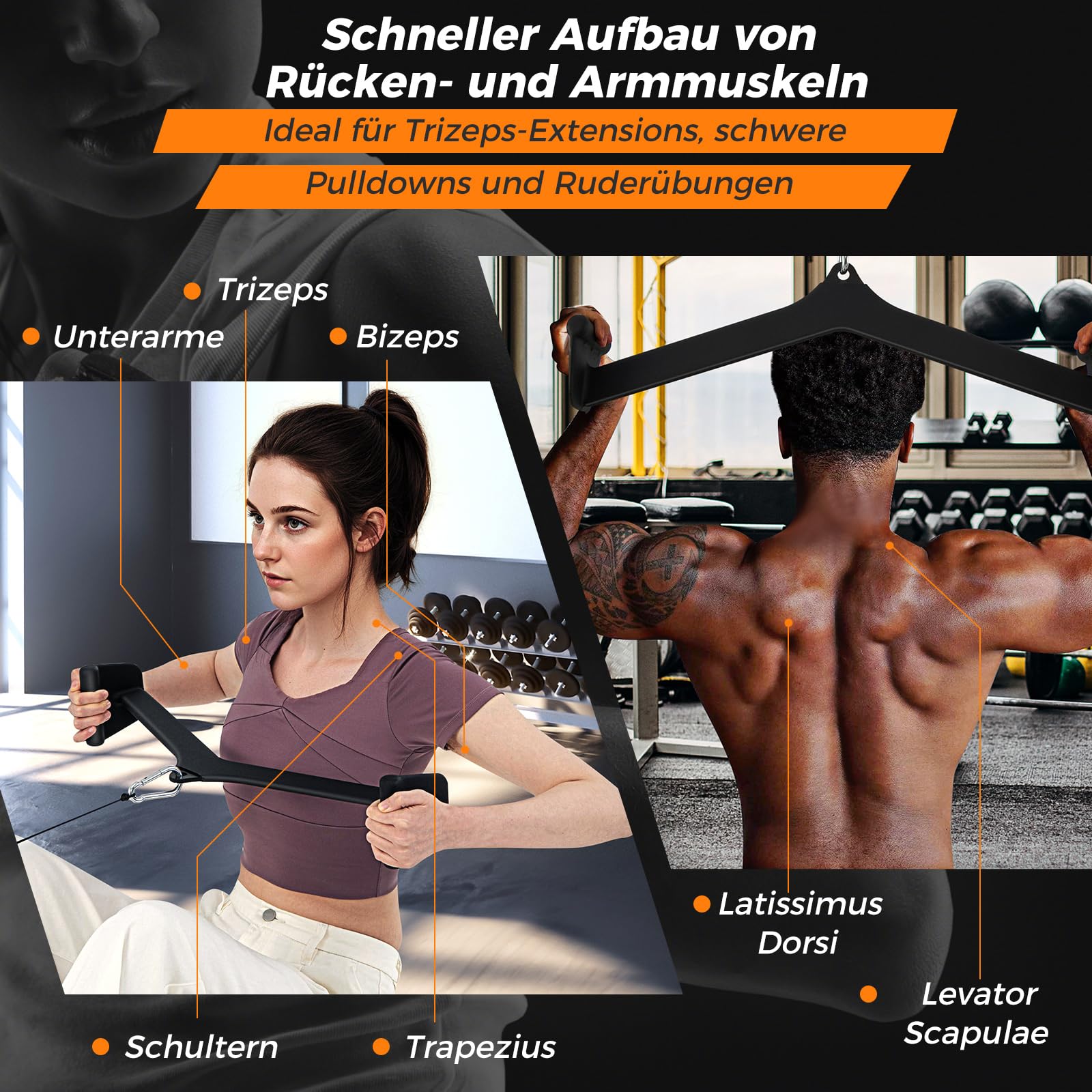 COSTWAY 5 er Set Rudegriffe für Kabelmaschine, V Form Kabelzugriff LAT mit Gummi Handgriff für Rückenkrafttraining, Pull-Down Latzugstange Bizeps-Trizeps-Griffe für Zuhause Fitnessstudio