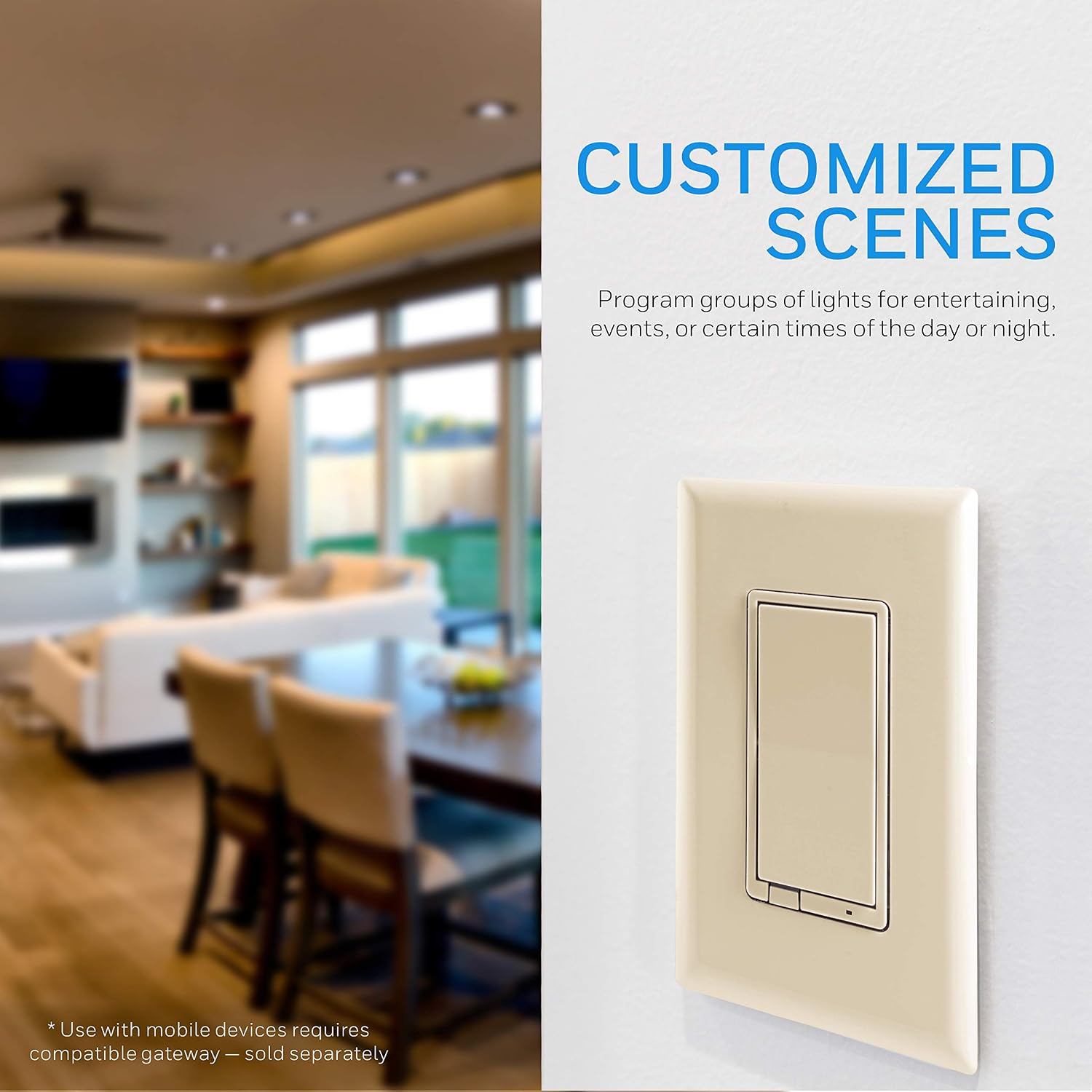 Honeywell UltraPro Z-Wave Plus Smart Light Switch, In-Wall Ivory, White & Almond Paddles | Built-In Repeater Range Extender | ZWave Hub Required - Alexa and Google Assistant Compatible, 38222