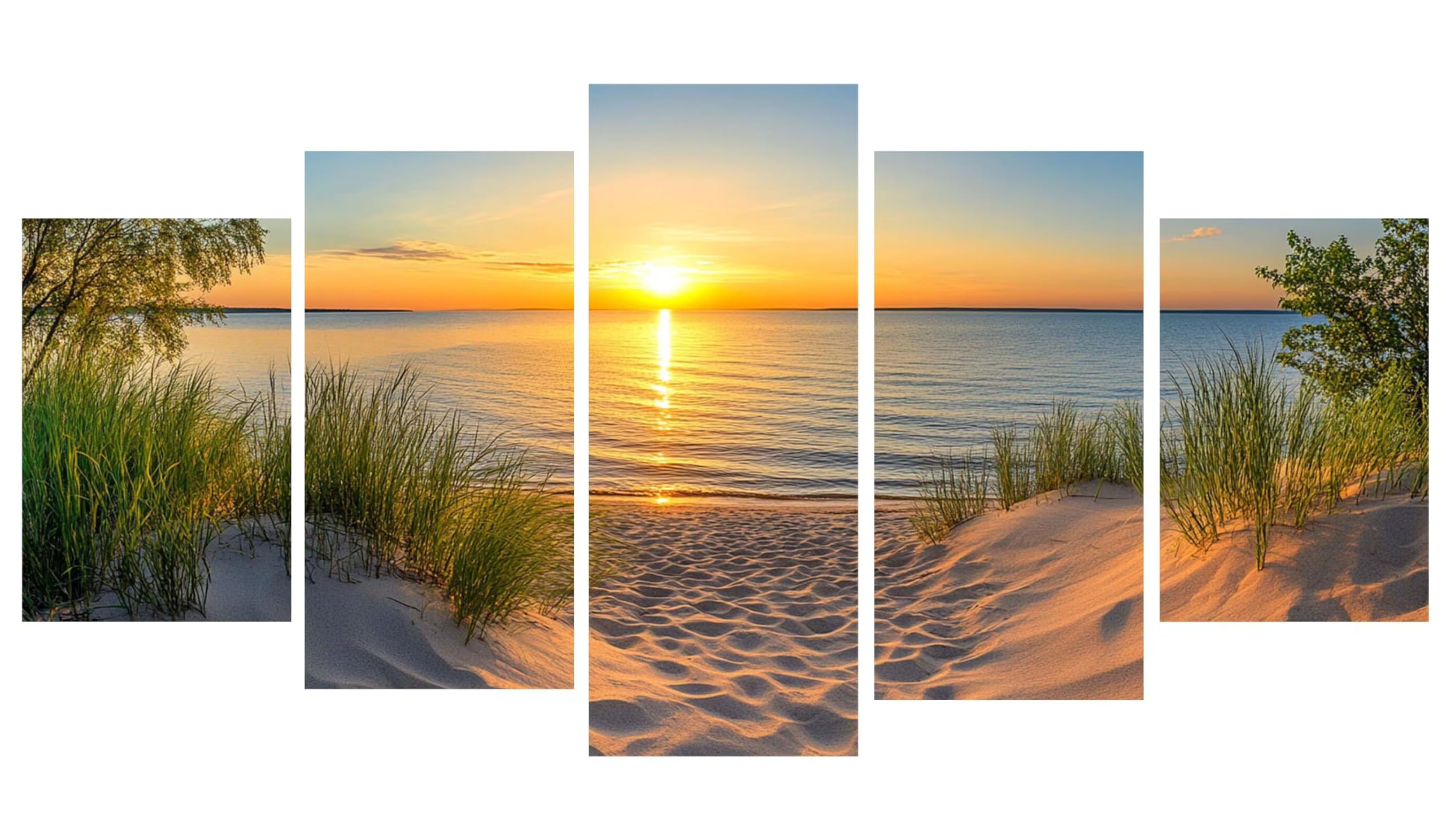 5D diamentowe malowanie 5 sztuk zachód słońca plaża obraz diamentowy dla dorosłych, haft diamentowy obraz dla dorosłych duży format puzzle sztuka, ścieg krzyżykowy rzemiosło artystyczne, obraz do