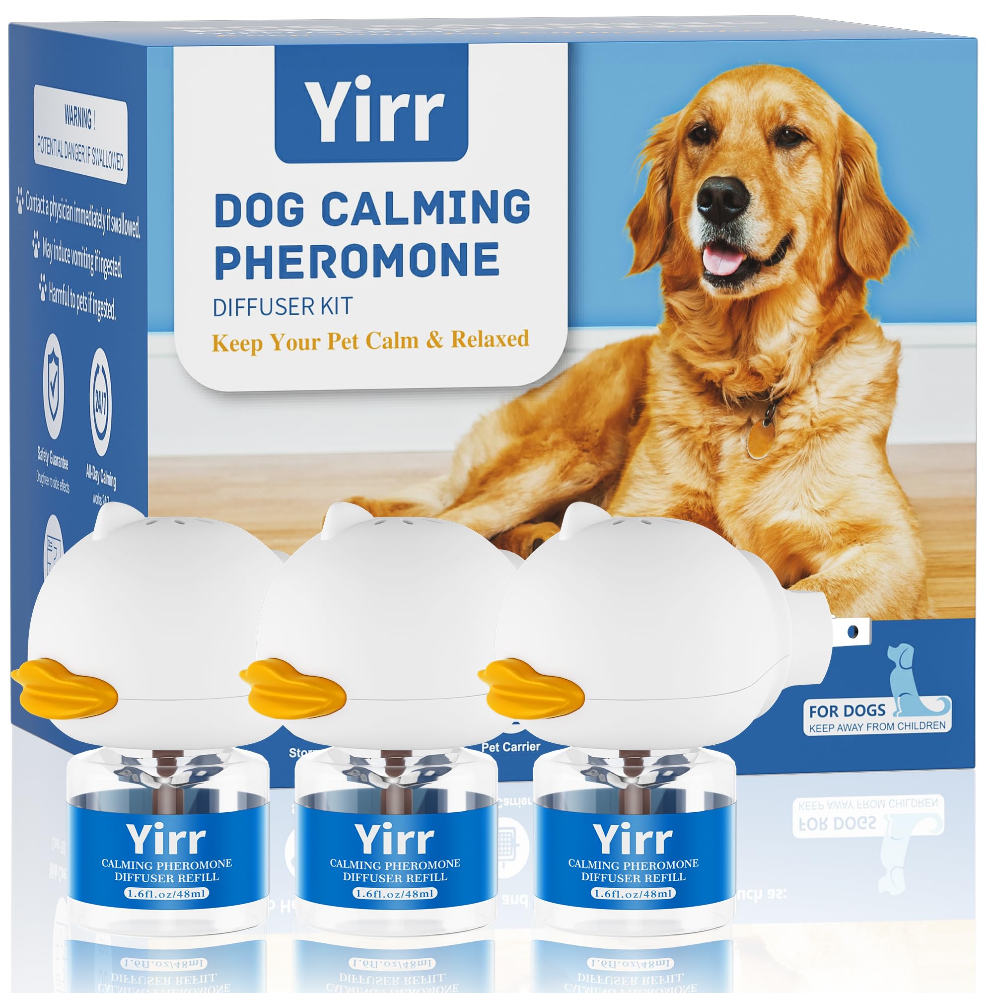 Difusor calmante para perros, 6 en 1, feromonas para perros, feromonas relajantes, alivio del estrés, ansiedad, reduce la agresión, ladridos, ayuda a entrenar al perro a orinar, 3 difusores, 3
