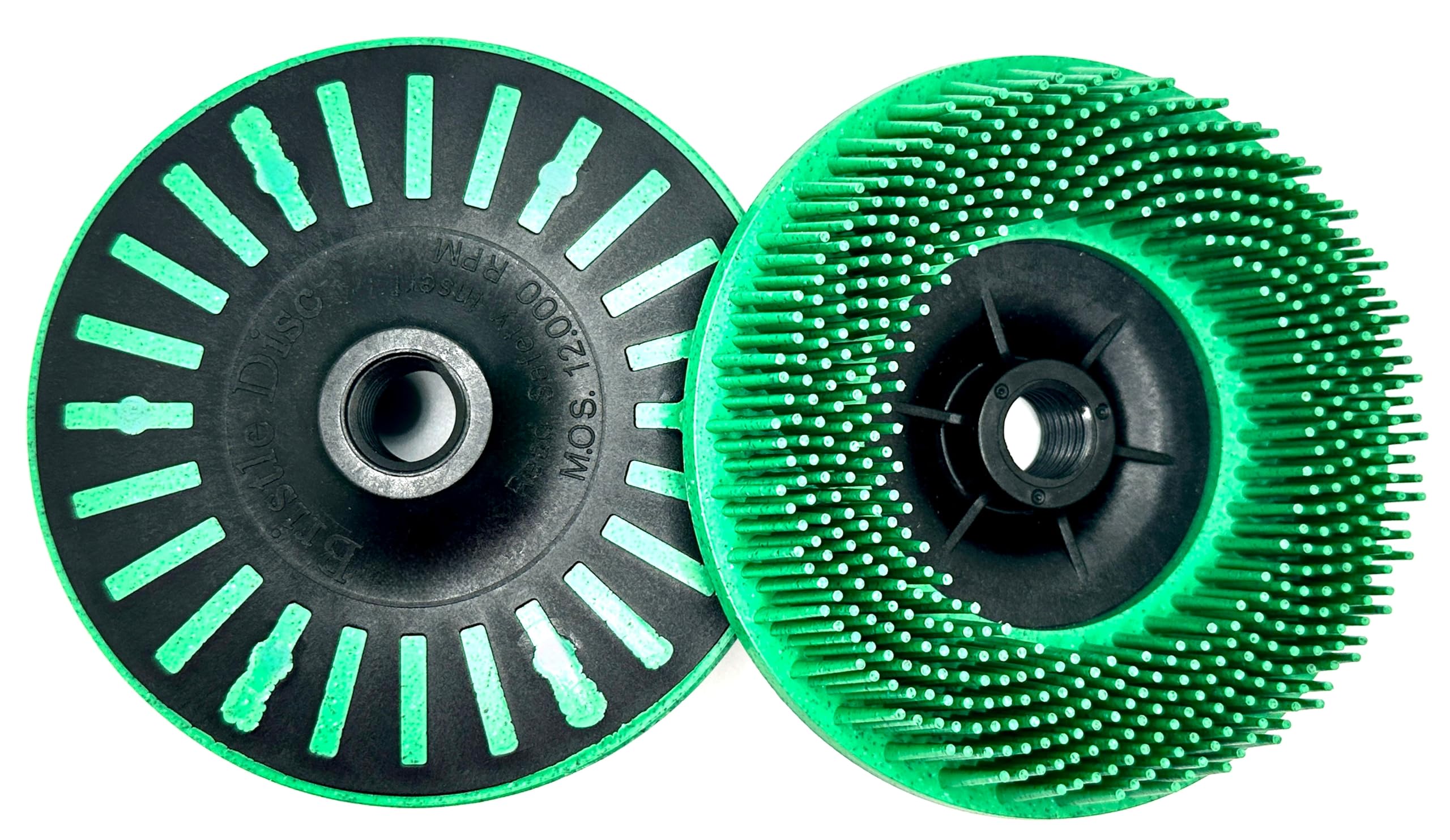 4-1/2” x 5/8”-11 50 Grit Green Bristle Disc | Ceramic-Aluminum Oxide Abrasive Bristle Disc with 5/8”-11 Fast Change Hub | Remove Coatings Paint Rust Contaminants Weld Burn | Pack of 1