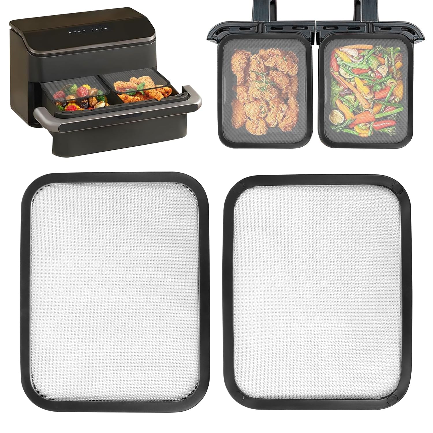 2 protectores magnéticos contra salpicaduras para Cosori Airfryer 8,5 L Dual Blaze Twinfry, 10 L, magnéticos, acero inoxidable, freidora de aire caliente para Cosori Caf-R901-Aeu 8,5 L, malla