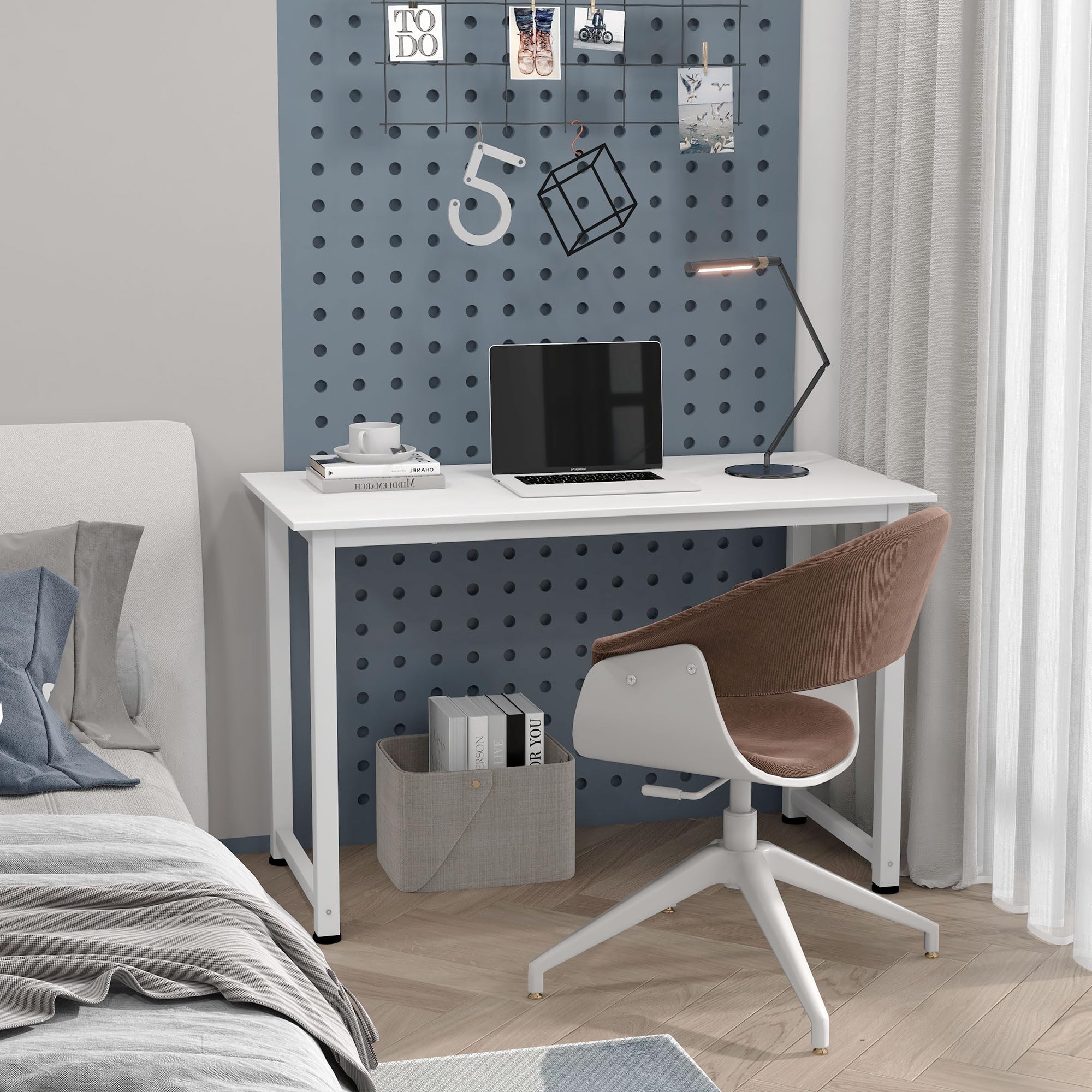 HOMCOM Table d'ordinateur Multifonction 120L x 60l x 76H cm Blanc | Table de Salle à Manger, Grand Plateau, Cadre Robuste en Métal