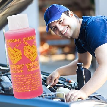 Solder-It Charge-It Battery Additive Heavy-Duty Concentrate (2 fl oz)، مزيل الكبريتات، منشط للدراجات النارية، عربات الجولف، الشاحنات، القوارب - يمكنه استعادة الشحن إلى بطارية السيارة الميتة