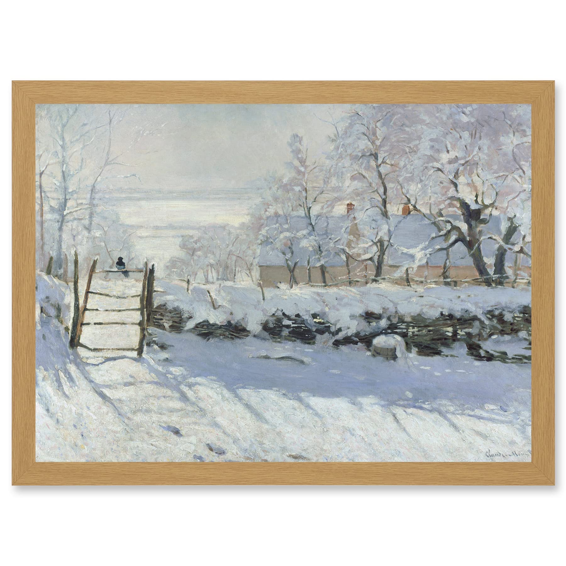 Artery8 Claude Monet Magpie Old Master Art A4 Artwork Framed Wall Art Print