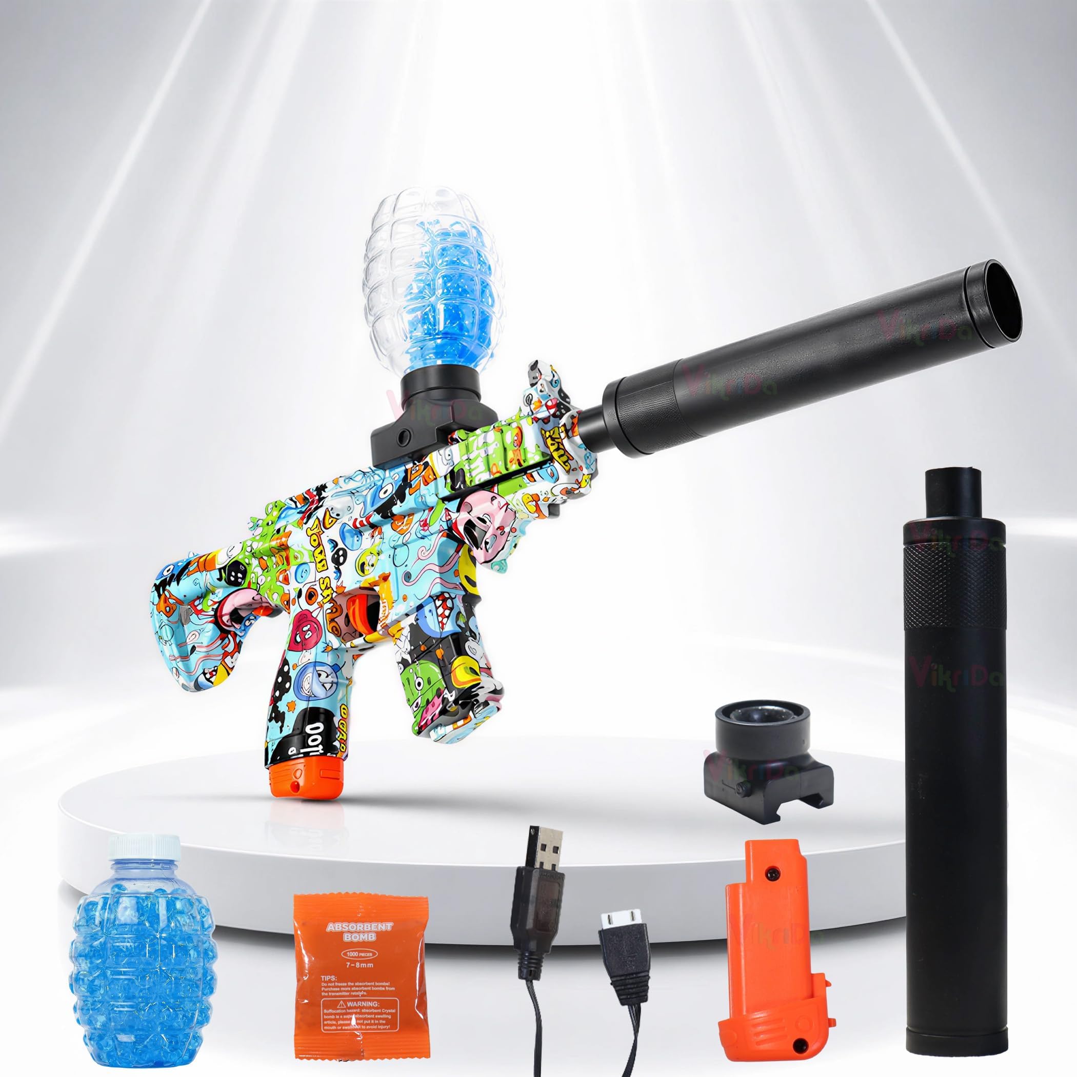 VikriDA Automatic Gel Blaster Toy Gun for Kids with Gel Blaster Balls Rechargeable Battery Operated Outdoor Electric Target Game Toys for Boys Age 6 Year Above Birthday Gift