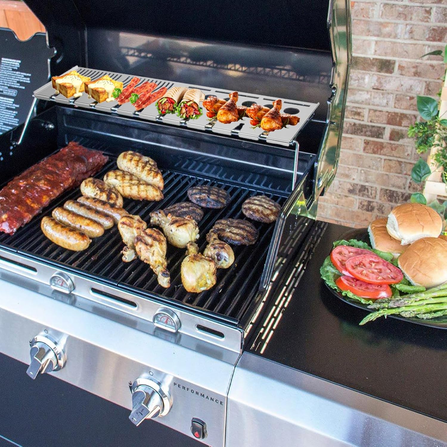 71500 Heavey-Duty Stainless Steel Multifunctional Grill Warming Rack Replacement Parts for Napoleon Prestige 500, 825 PRO 500 Grill Rack Accessory 28-1/2" x 8-1/2"