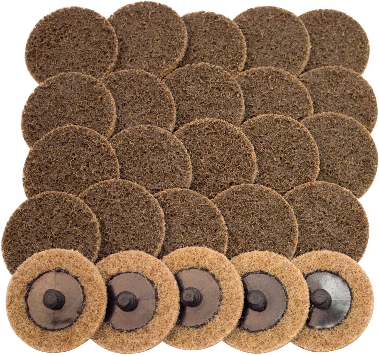OEMTOOLS24941 2 Inch Surface Prep Discs, Coarse, 25 Pack, Twists to Lock into Sanding Disc Holder, Clears Metal and Wood Surfaces of Paint, Rust, and Grit