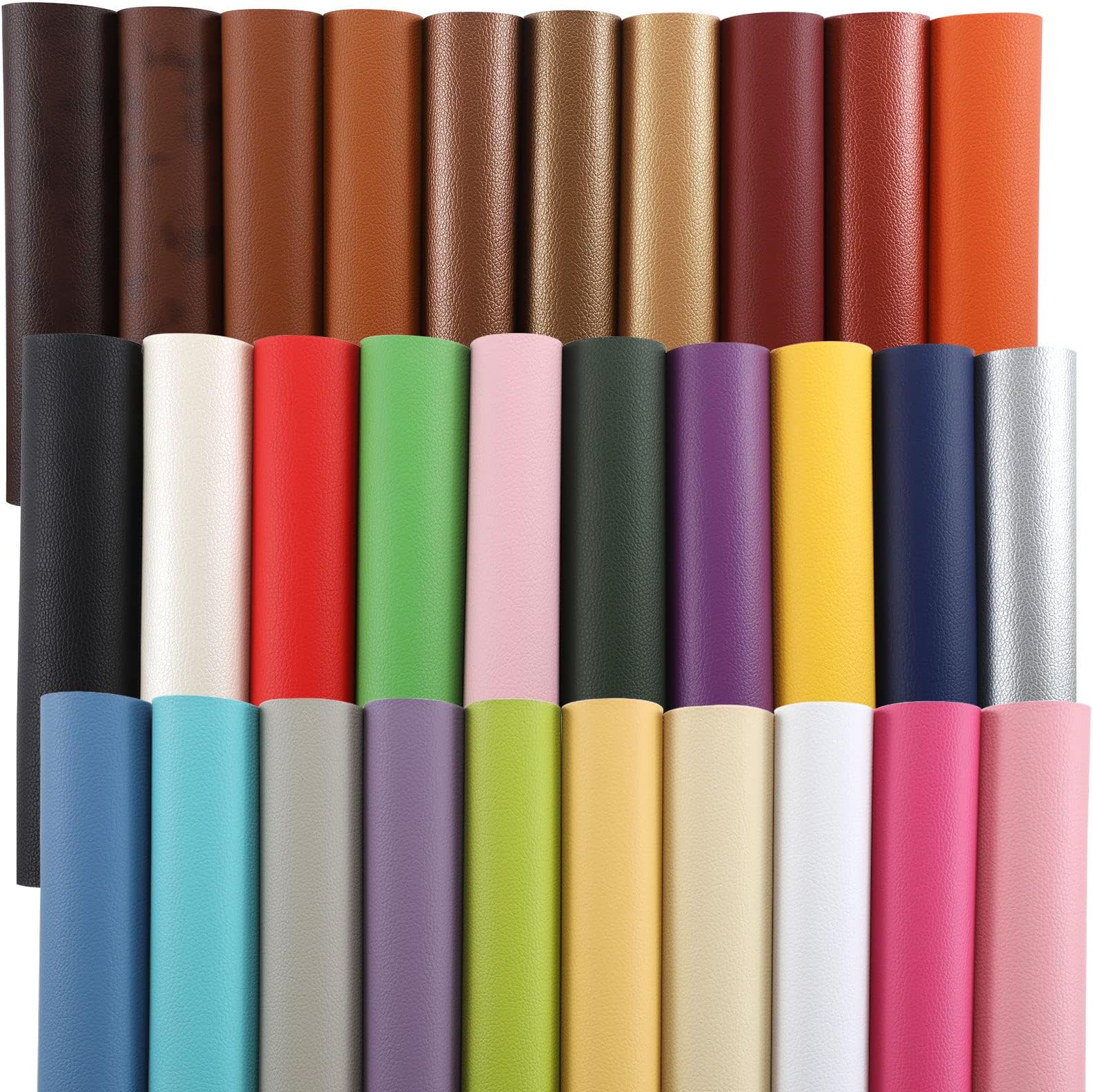 CDY Solid PU Synthetic Faux Leather Sheets 30pcs/Set 8.2" x 6"Soft Leather Fabric Sheets Suitable for Making Bows, Leather Earrings, Hair Accessories DIY Projects (30 Colors)