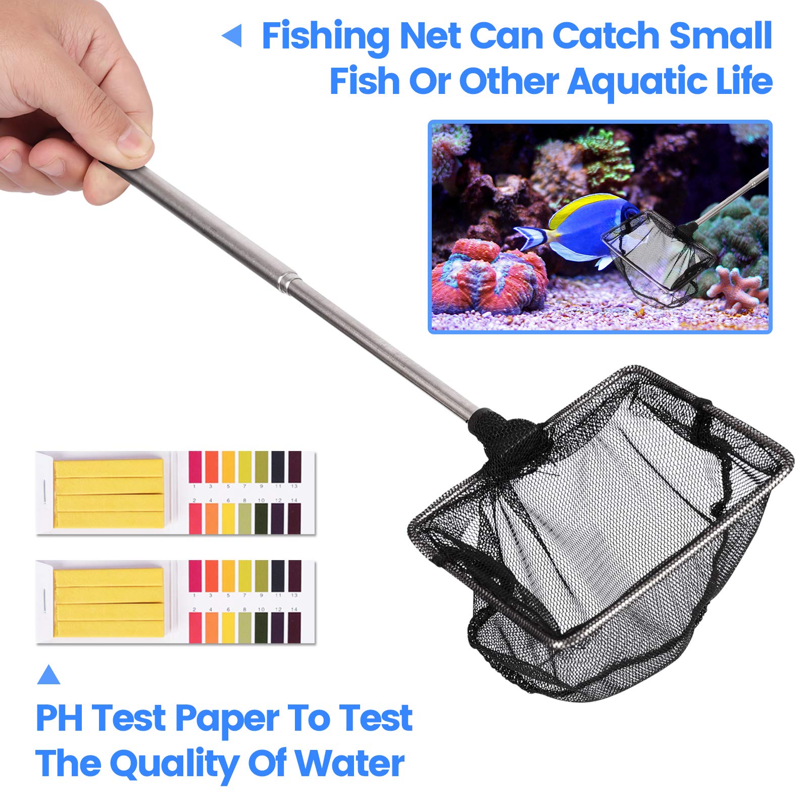 Ulikey Strumenti per Acquario, 7 in 1 Acciaio Inossidabile Acquario Dtrumento, Acquario Dtrumento di Pulizia, Pinzette Scissor Spatola Attrezzo del Acquari E Pesci Starter Kit