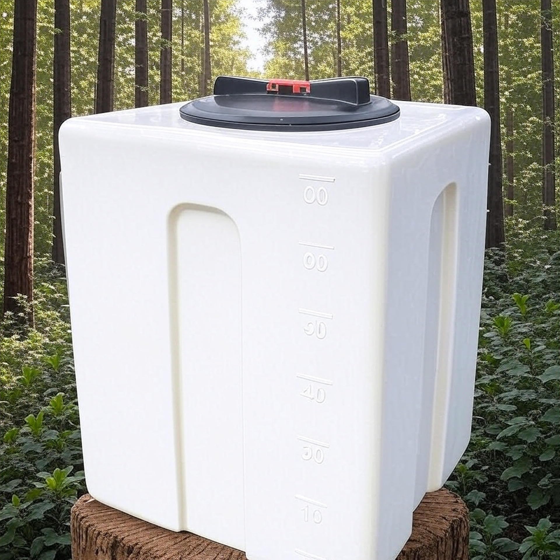 KMND Wassertank 60 Liter - Weithalsfass Kunststoff PE-HD Wasserbehälter - Regentonne mit Hahn - lebensmittelecht Wohnmobil Futtertonne Eckig Sauerkrautfass - Made in EU - Weiss mit Hahn