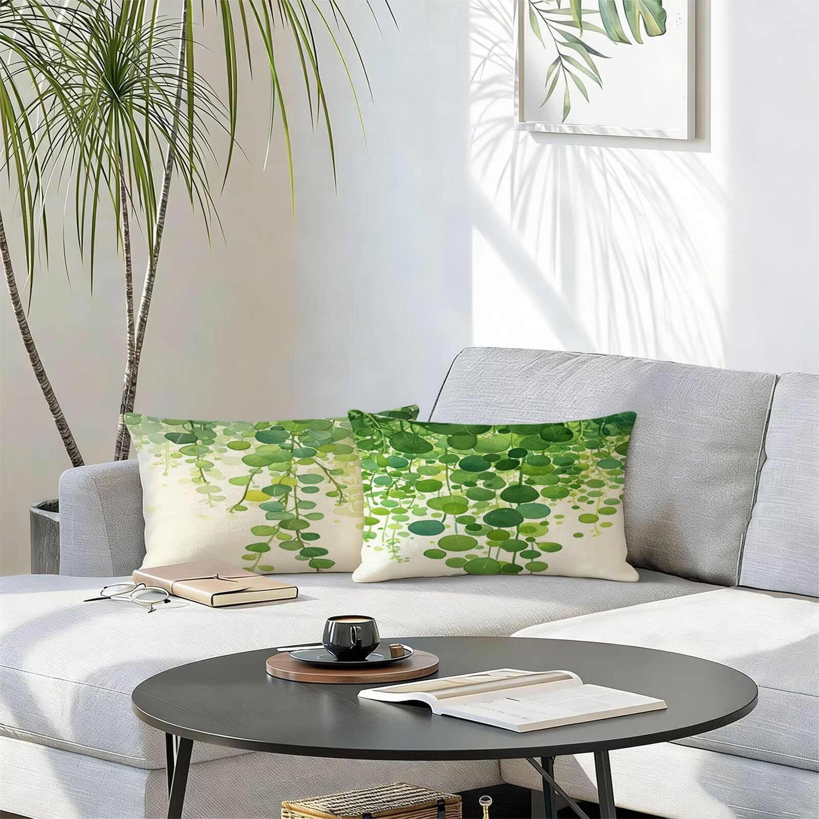Générique Housse Coussin Exterieur Impermeable 30x50cm Vert Décoratif Taie d'oreiller Decoration Botanique Housse de Coussin Exterieur Impermeable pour Salon de Jardin Lot 2. T-3265