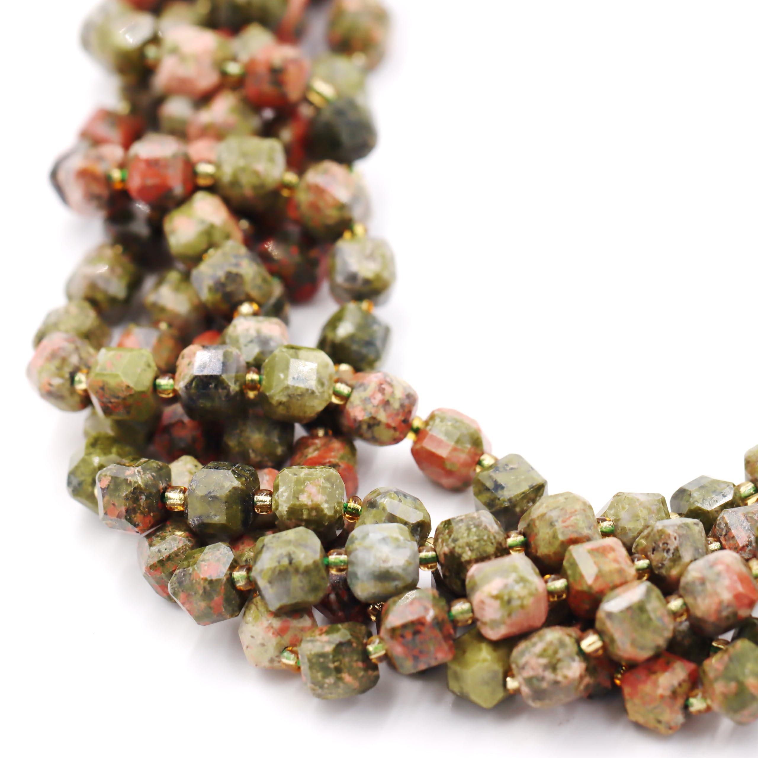 cuentas de piedras naturales para hacer bisuteria, perlas Piedra para pulseras perlas collares, 5 hebras en el interior, Unakite 8mm — view 4
