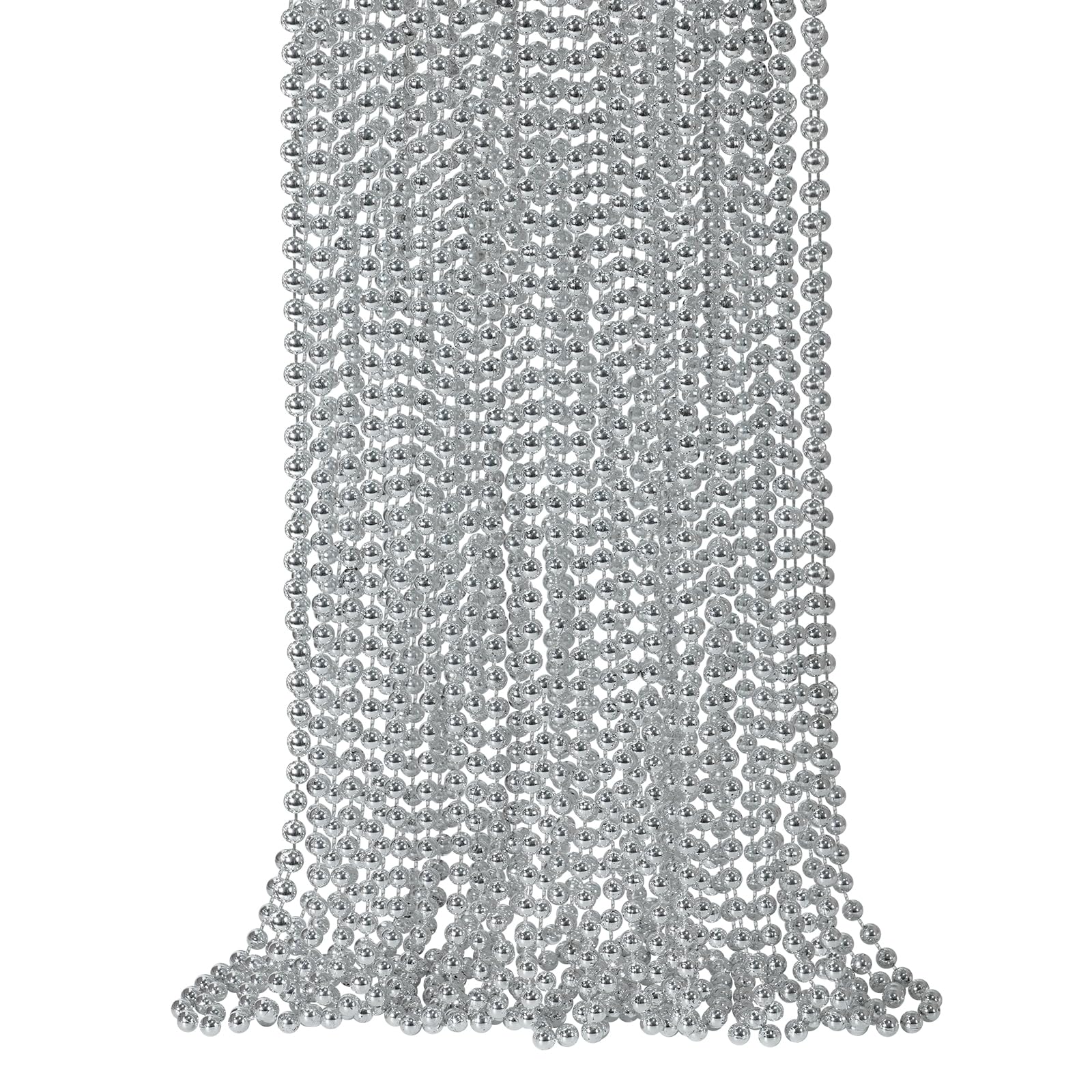 SHAOQINLIN 24 Pcs 33 Inch 7 mm Metallic Bead Necklaces, Mardi Gras Party Beads Necklace Juneteenth Round Beaded Necklaces Bulk for Juneteenth, Christmas, Party Favor, Carnival