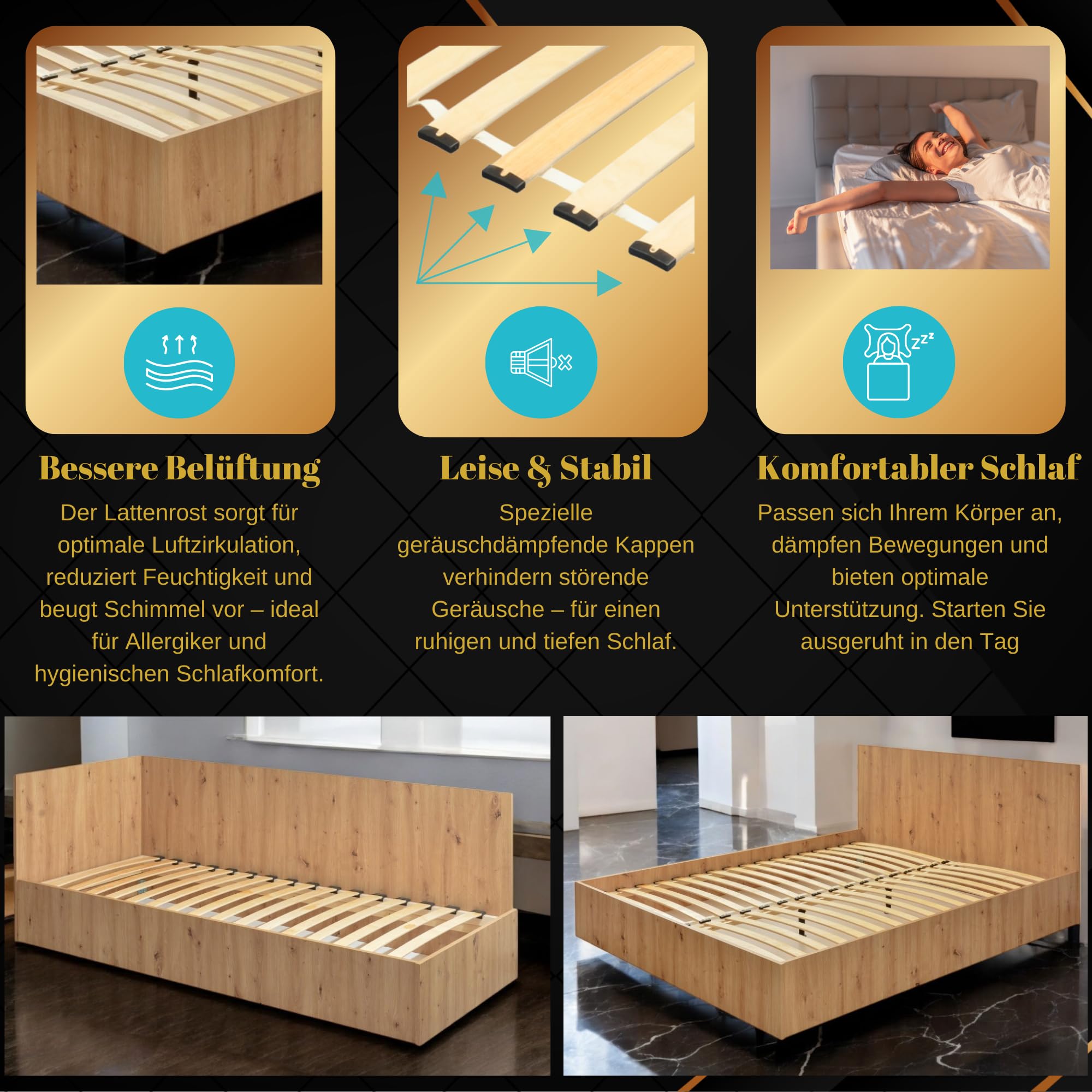 INNOVAHOME Rollrost 100x200 - Stabiler Lattenrost und Lattenrahmen | 18 Flexible Birkensperrholz Federleisten - Belastbarkeit bis 145kg - Geräuscharmer Rolllattenrost mit Schrauben