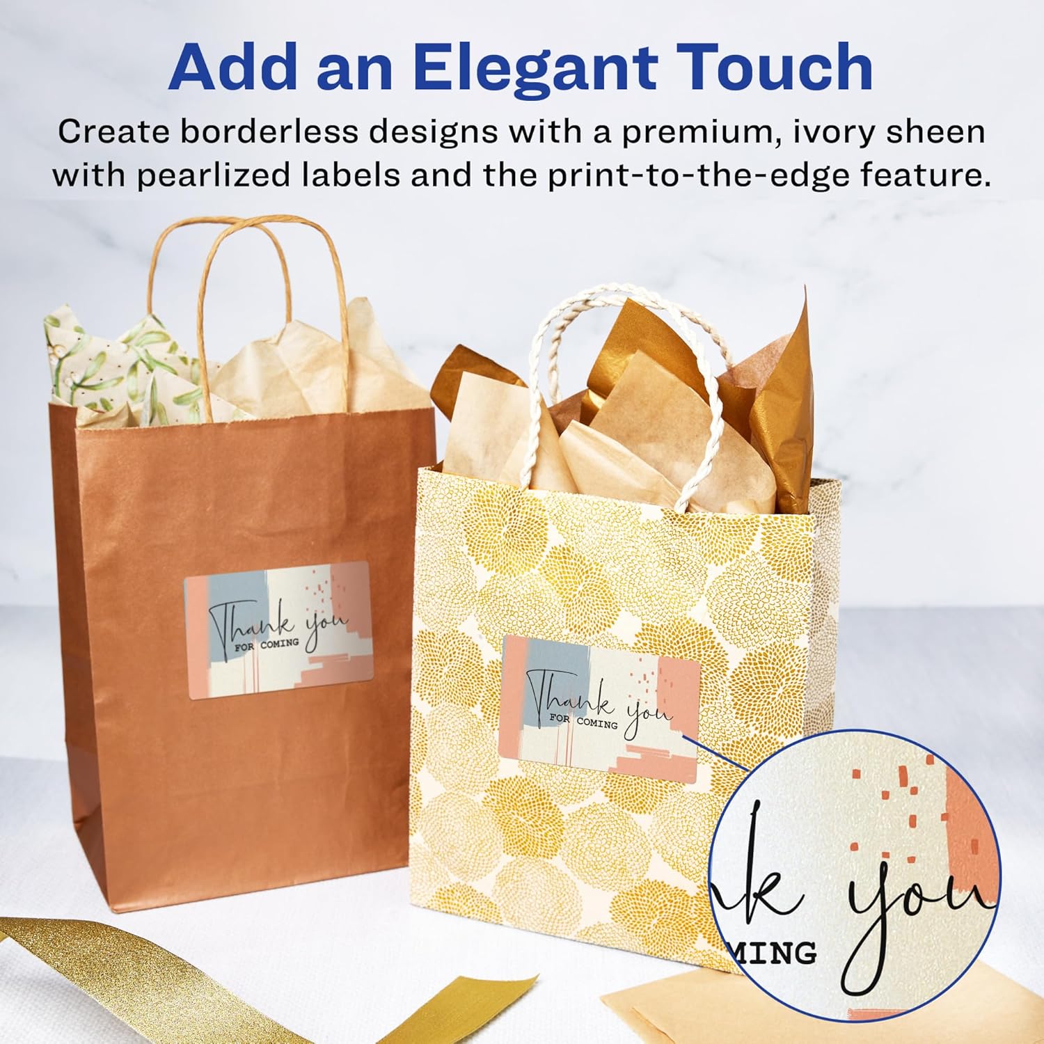 Avery Pearlized Ivory Rectangle Labels, Sure Feed Technology, Print-to-The-Edge, 3" x 3.75", 150 Pearlized Ivory Labels, Laser/Inkjet Printable