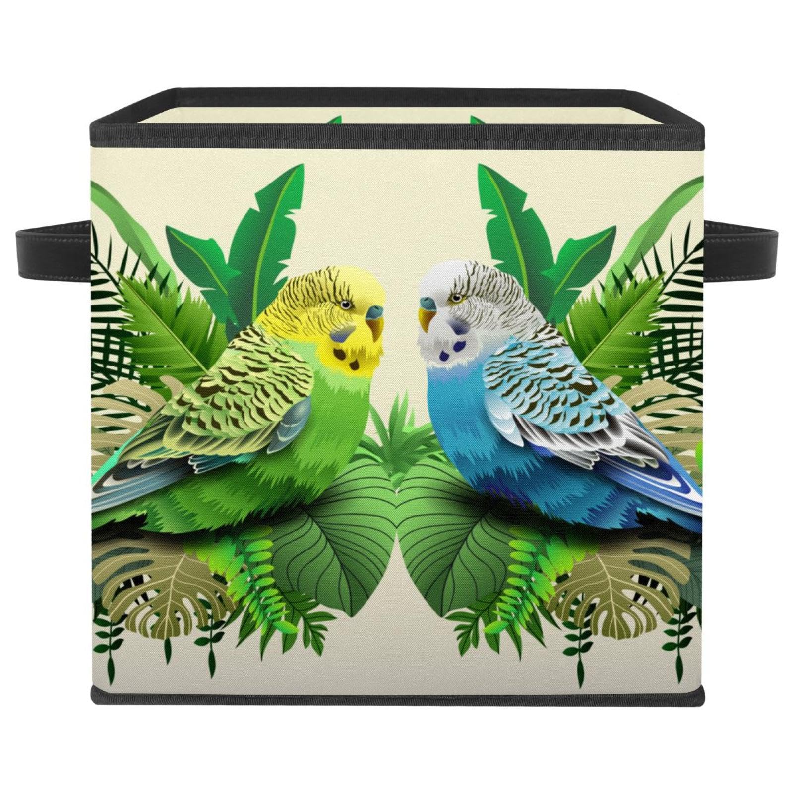 Boîte de rangement pliable motif perruche lot de cubes en tissu pour placard