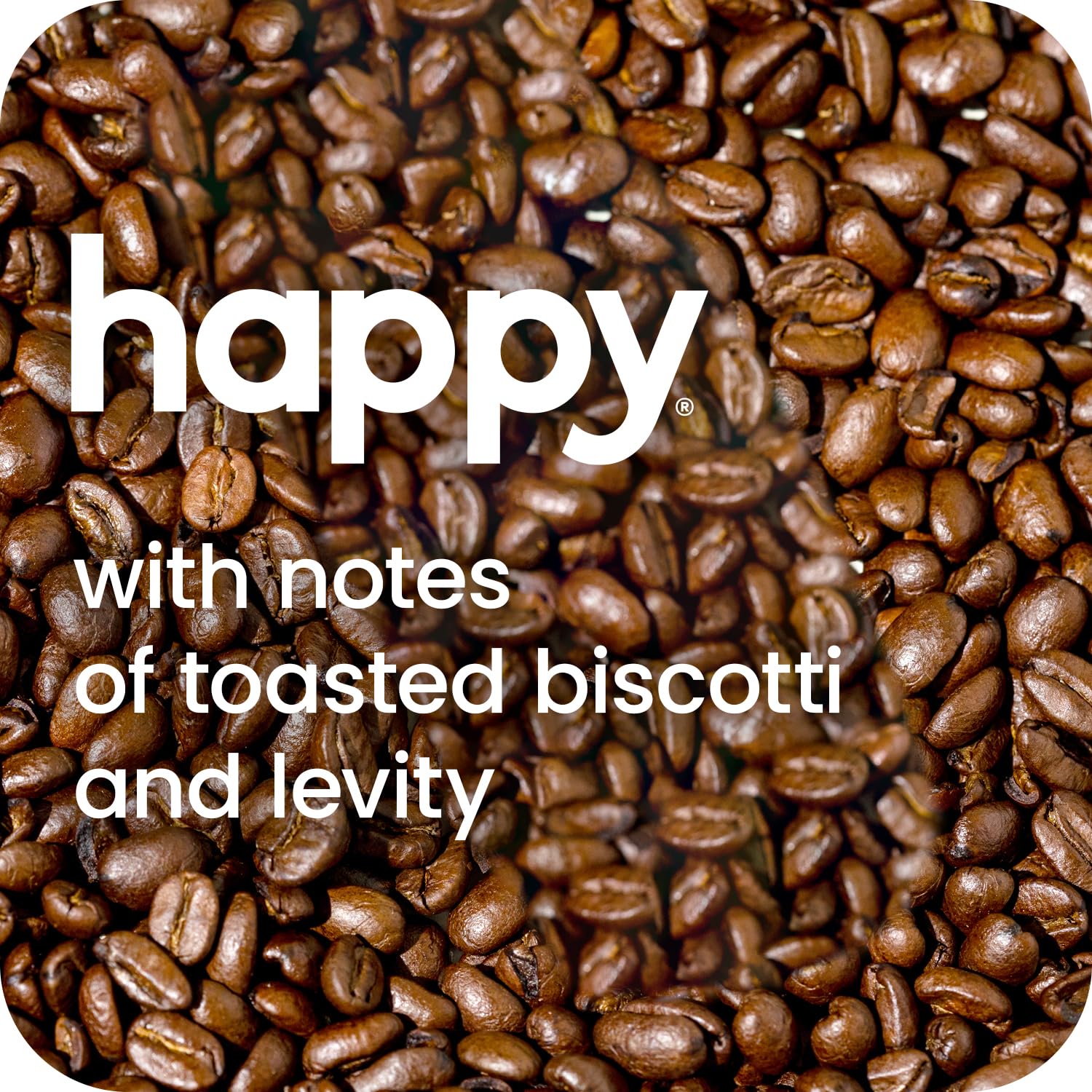 Happy Coffee - Cápsulas de café tostado ligero, 22 unidades, notas de galletas tostadas y levity, compatible con la mayoría de cafeteras K-Cup, certificado Rainforest Alliance