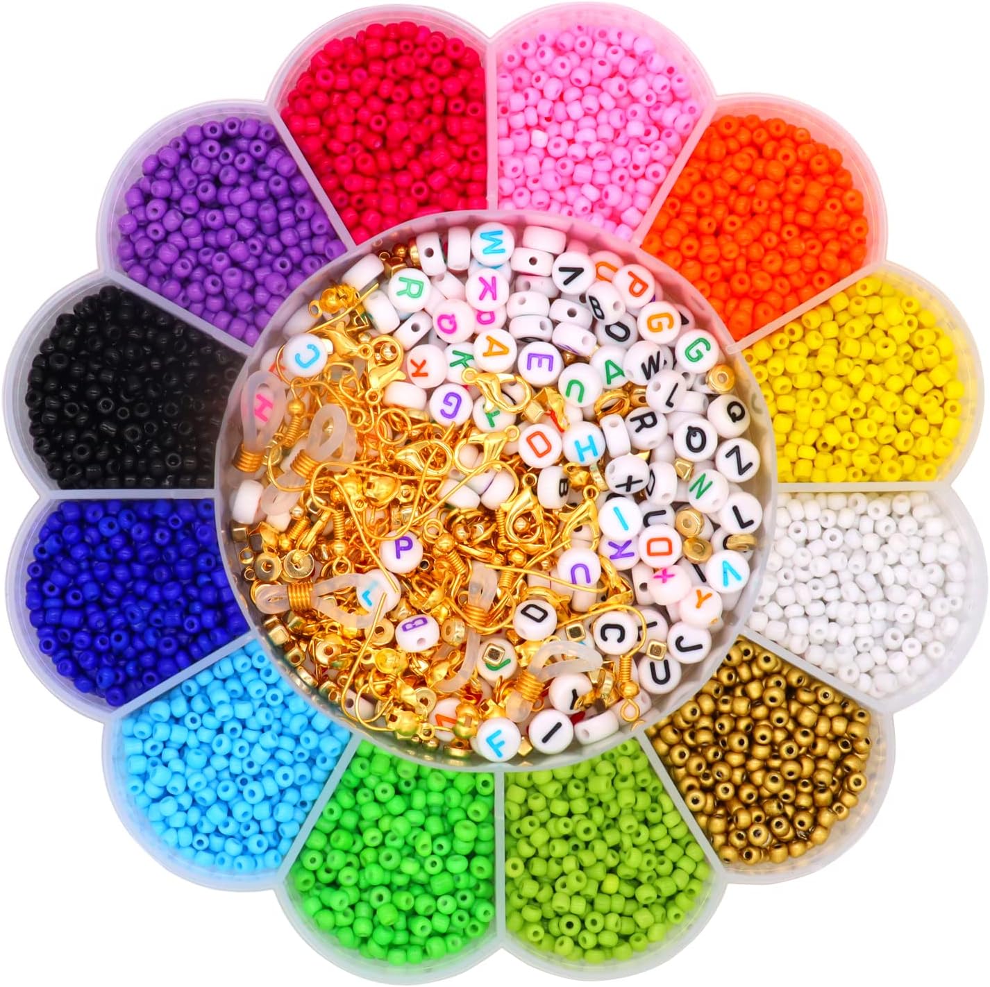 6000pcs Bracelet Beads with 200pcs Letter Beads for Jewelry Making Adults,Including Elastic String and Accessories DIY Earring Necklace Making Kit,Bead Kit