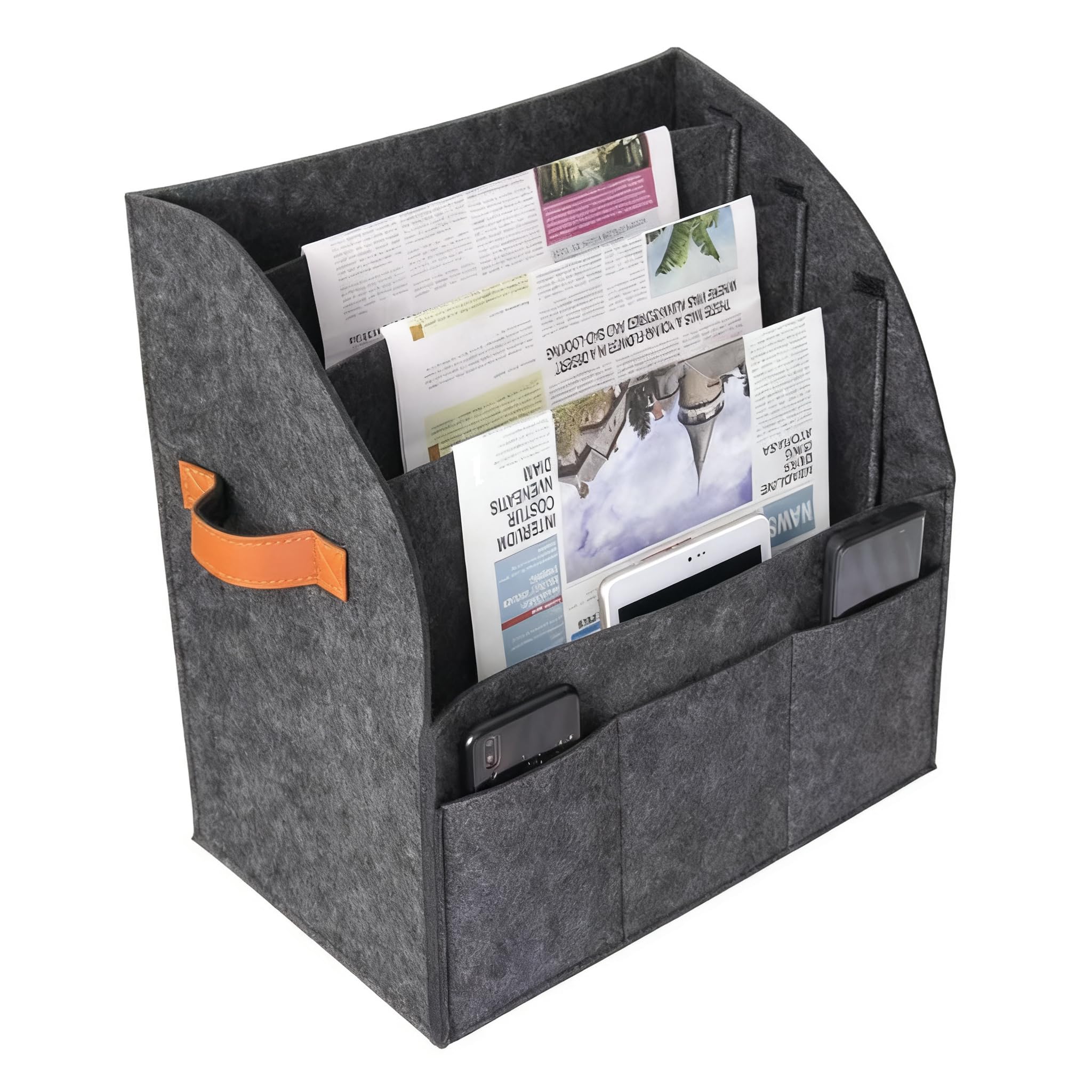TWISAXC Magazine Rack Bedside Storage Durable Felt Construction With Charging Bedside Friendly Features Newspaper Storage Frame