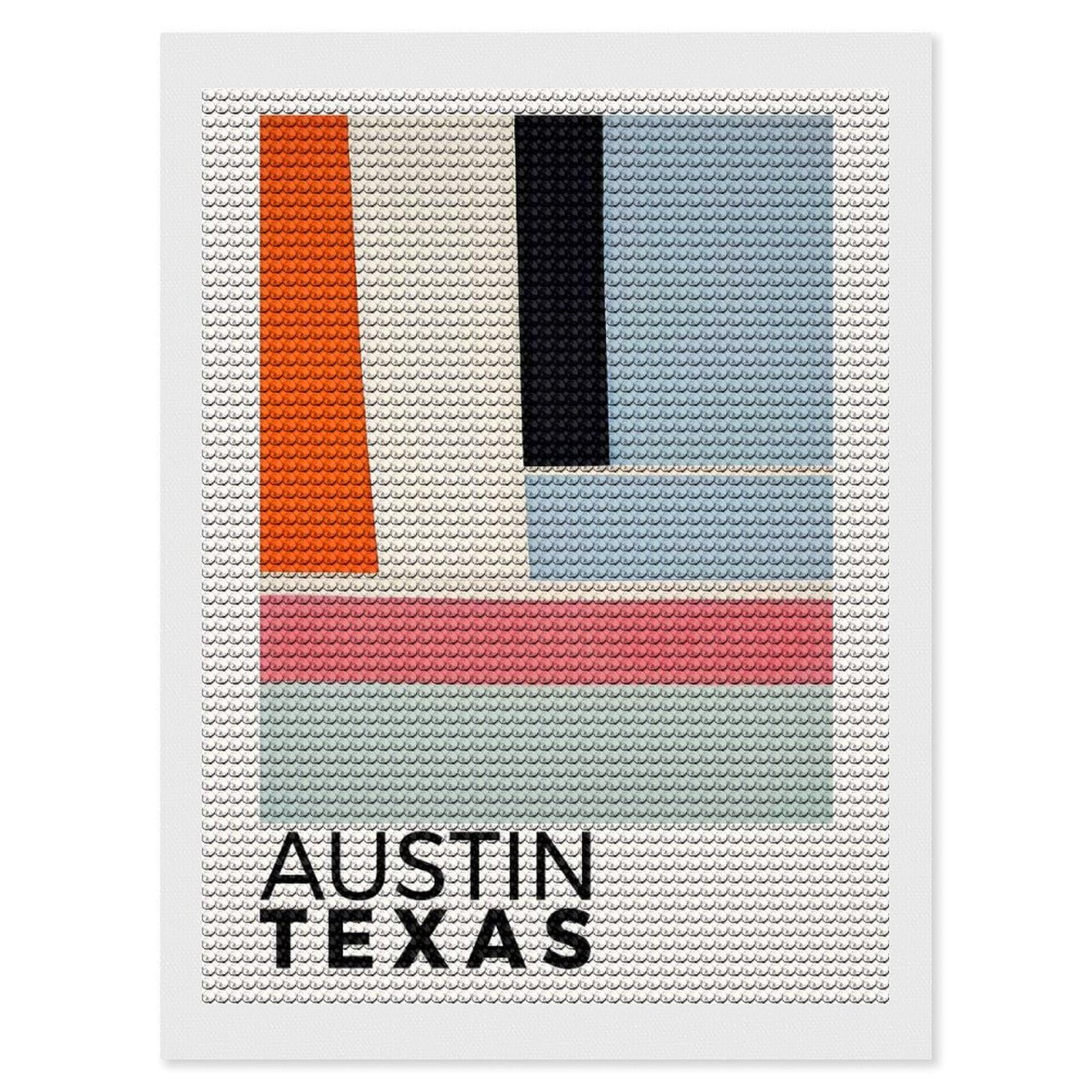 Junmoney Austin Texas 5D Diamond Painting Kit 12"x16", Relaxing DIY, Mindful Craft Project, Full Kit Included, Thoughtful Present