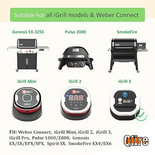 Miniatura 3 de Sonda de carne compatible con Weber SmokeFire EX4EX6 parrilla de pellets de madera, paquete de 2