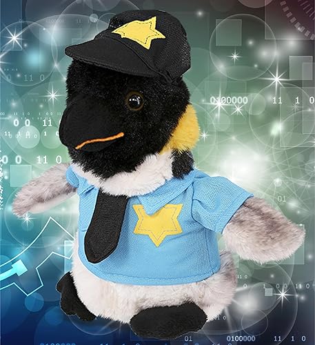 Miniatura 6 de DolliBu Peluche de oficial de policía de pingüino emperador, disfraz de policía de pingüino suave con lindo uniforme de policía y traje de gorra,