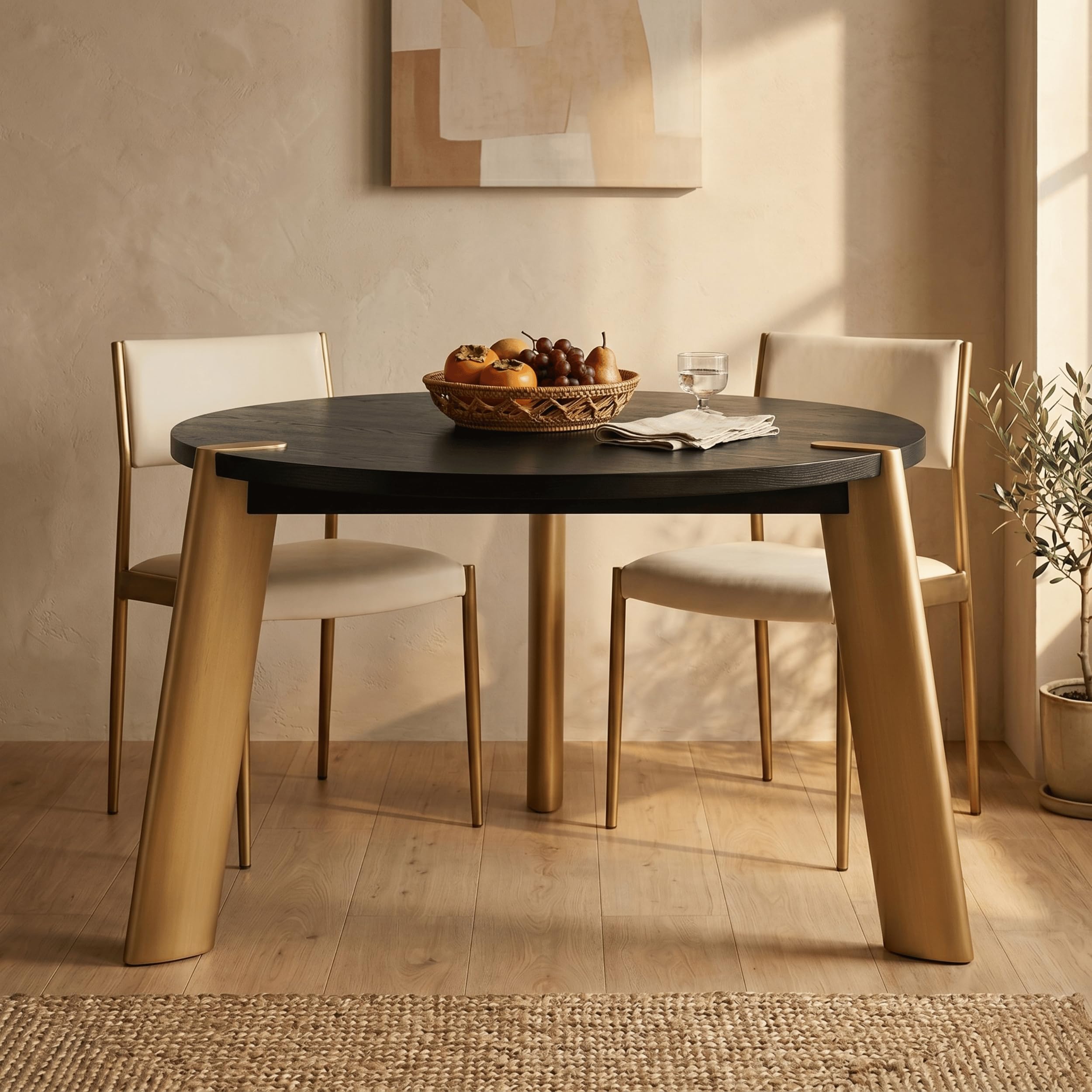 Photo 1 of ***FACTORY SEALED****
NTC Tribase 47 Inch Modern Design, Round Dinner Table for Dining Room, Living Room Furniture, Effortless Assembly, Burnt Black
