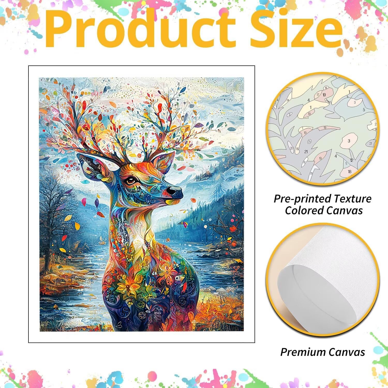 WEISHIWE Alce animale Dipingere con i Numeri per Adulti, 70x90cm a-198 | Paint by Numbers Kit con Pennelli e Acrilico Pigmento, Fai da te Olio La Pittura di Numeri Kit, Decora la Casa, senza Cornice