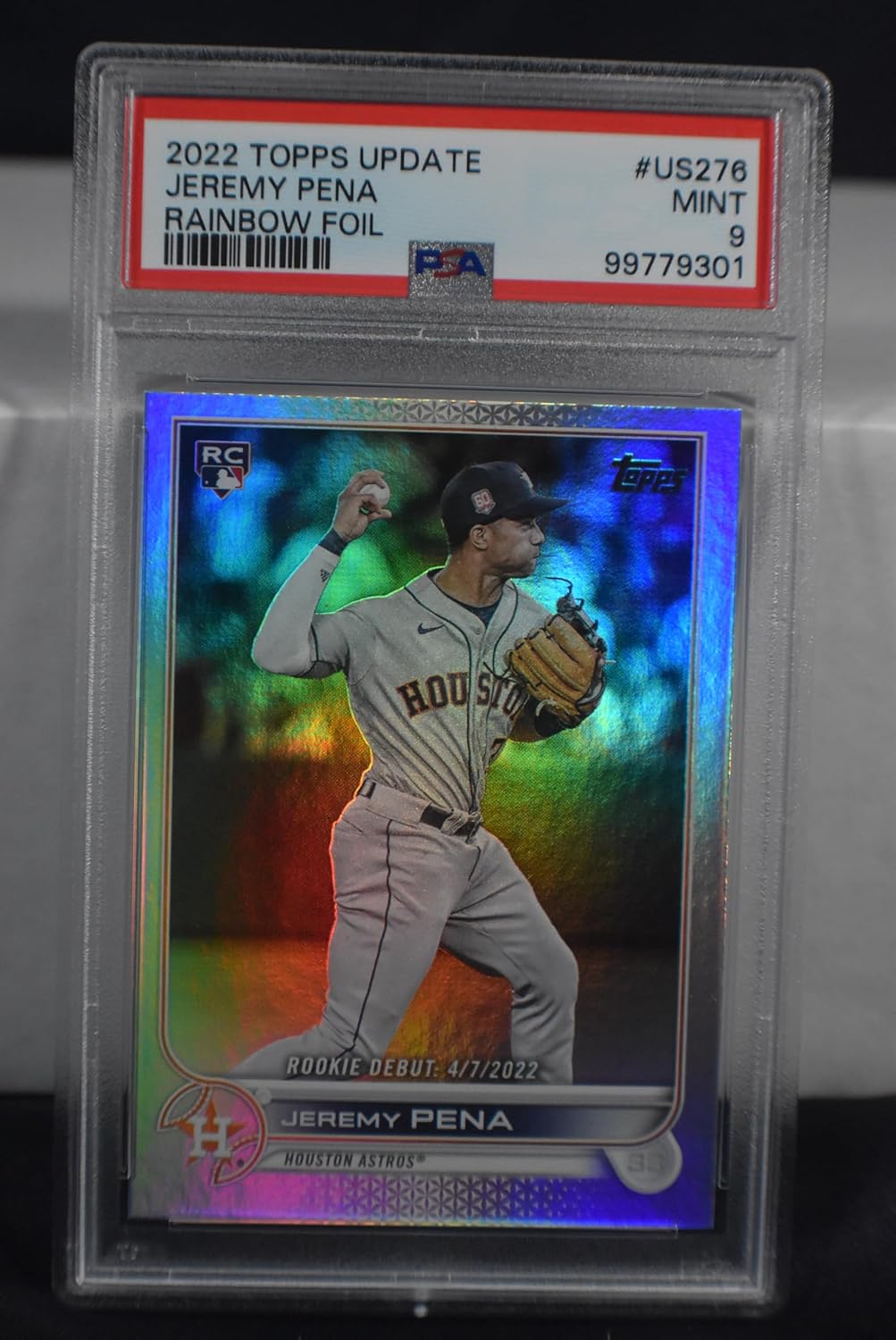 JEREMY PENA 2022 Topps Update Rookie Debut #US276 RAINBOW FOIL PARALLEL Rookie Baseball Card RC PSA Graded MINT 9! Houston Astros
