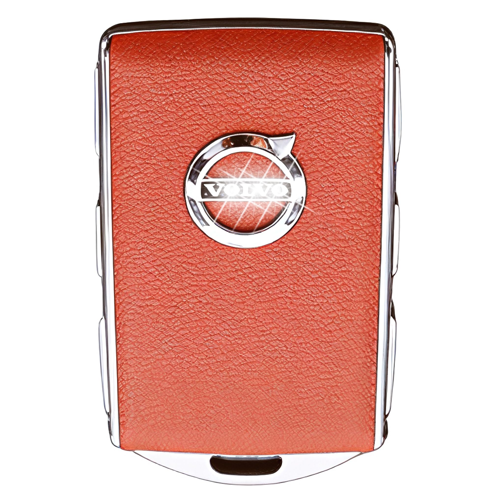 Car Key Case Fob Cover for Volvo XC90, XC60, XC40, S60, S90, V90, Polestar 1, Polestar 2, Top Layer Cow Leather (Orange)