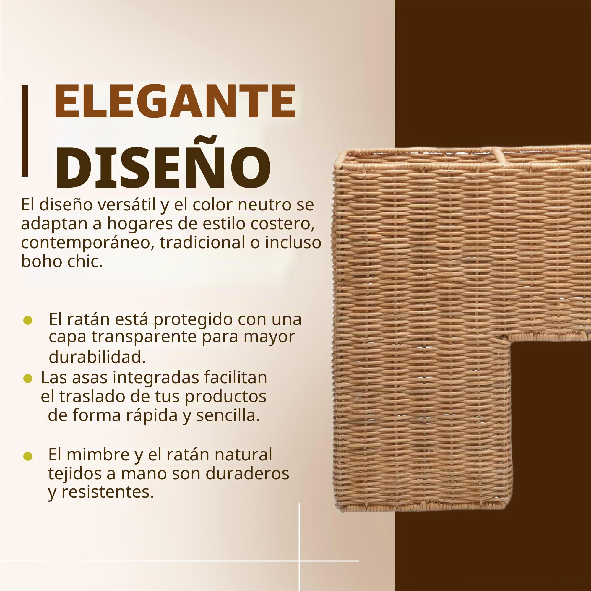 KOUBOO Wicker Stair Step Basket, Dark Brown_P, ratán y Mimbre, Natural, 38.1 x 24.13 x 40.005000000000003 cm