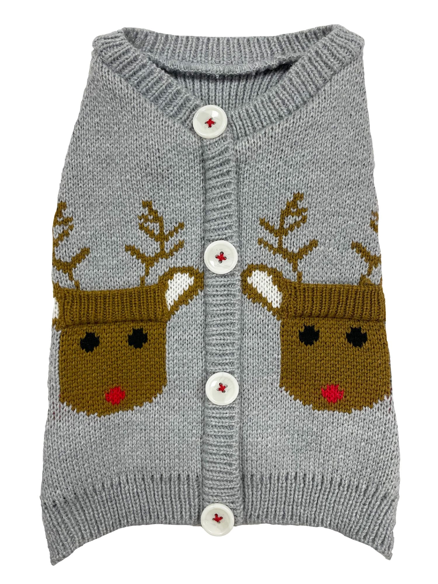 Happy Pet Christmas Jumper for Dogs Xmas Cardigans & Sweaters for Small & Medium Dogs (Reindeer Cardigan, Small)